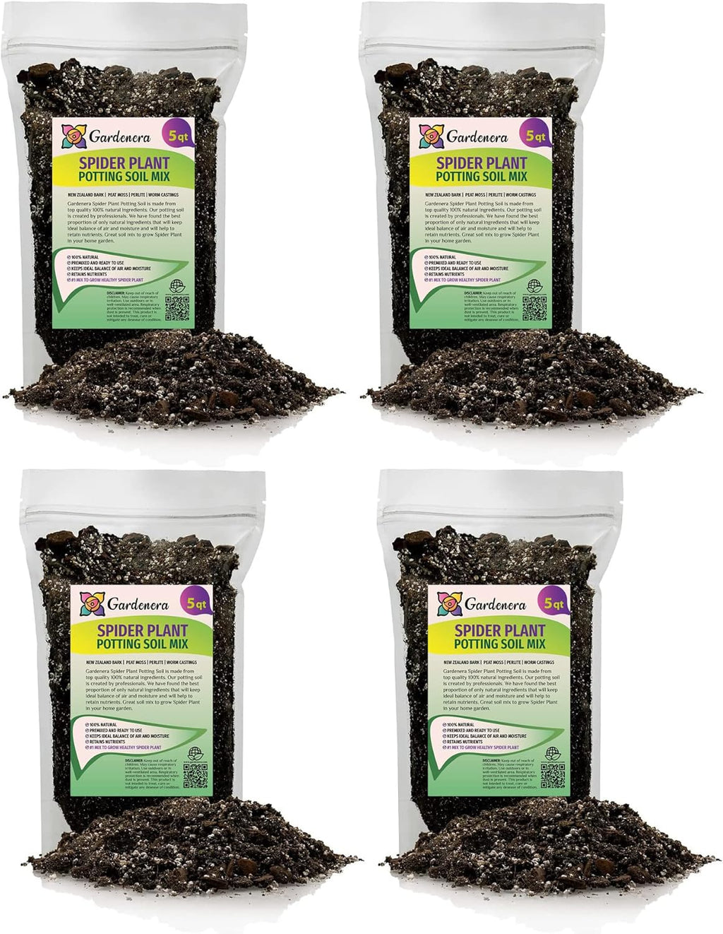GARDENERA Premium Spider Plant Potting Soil Mix (4 Bags of 5 Quart)