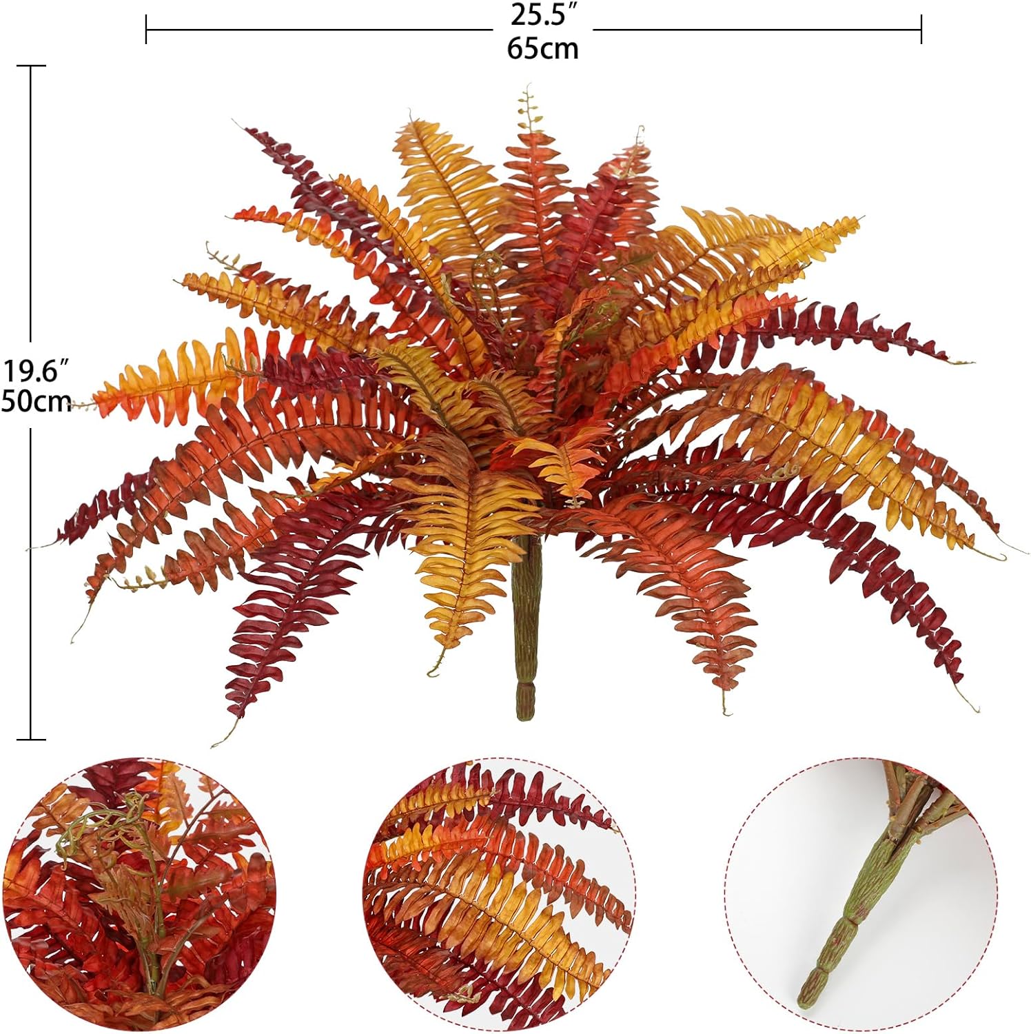 Fall Ferns Artificial Plants 37 Fronds Faux Ferns for Outdoor Planter Fake Fall Leaves Stems Artificial Fern Bouquet Silk Autumn Shrubs for Table Centerpiece Porch Vase Home Garden Thanksgiving Decor