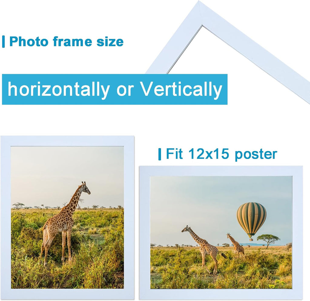 12x15 Picture Frame white set of 3,Wooden Frame 15x12 Wall Gallery Poster Photo frame with Durable Shatter Resistant Plexiglass for Wall Mounting Family -friend- wedding best gift