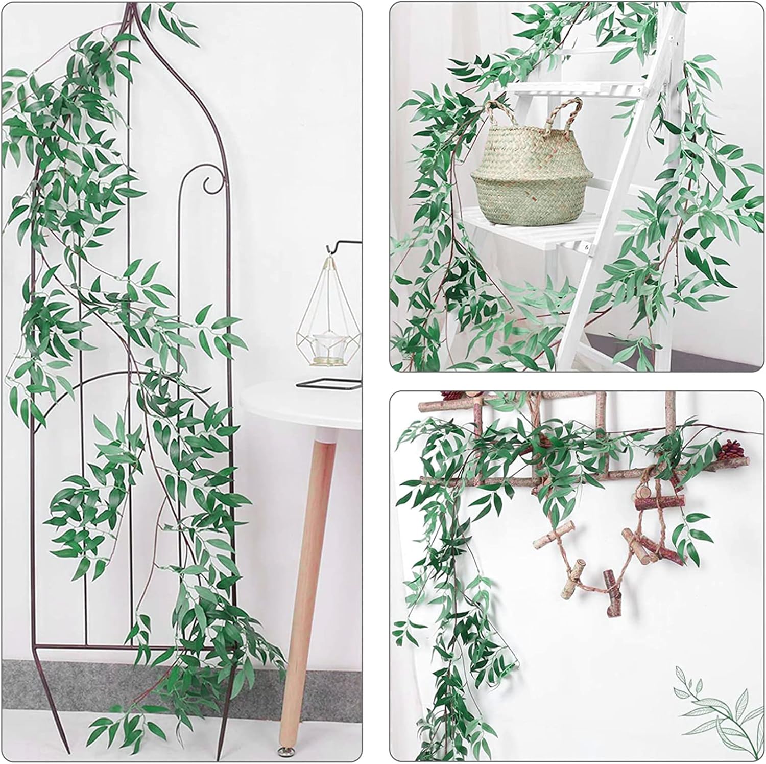 ANPHSIN Fake Vines Greenery Garland - 5 Packs Total 28ft Green Willow Leaf Vine Garland, Artificial Leaves Wall Hanging Decor for Home, Room, Wedding Arch, Centerpieces