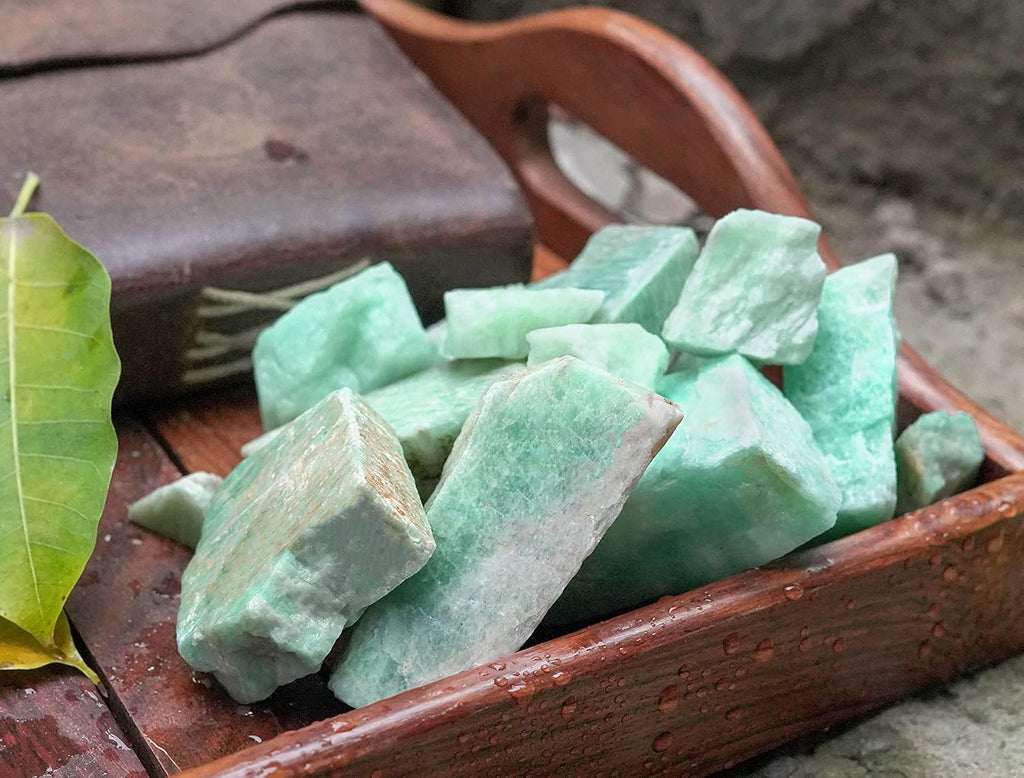 Crocon Amazonite Rough Bulk Natural Stone Raw Gemstone Tumbling Cabbing Polishing Gem Mining Chakra Balancing Reiki and Crystal Healing Good Luck Home Office Size : 1 LB