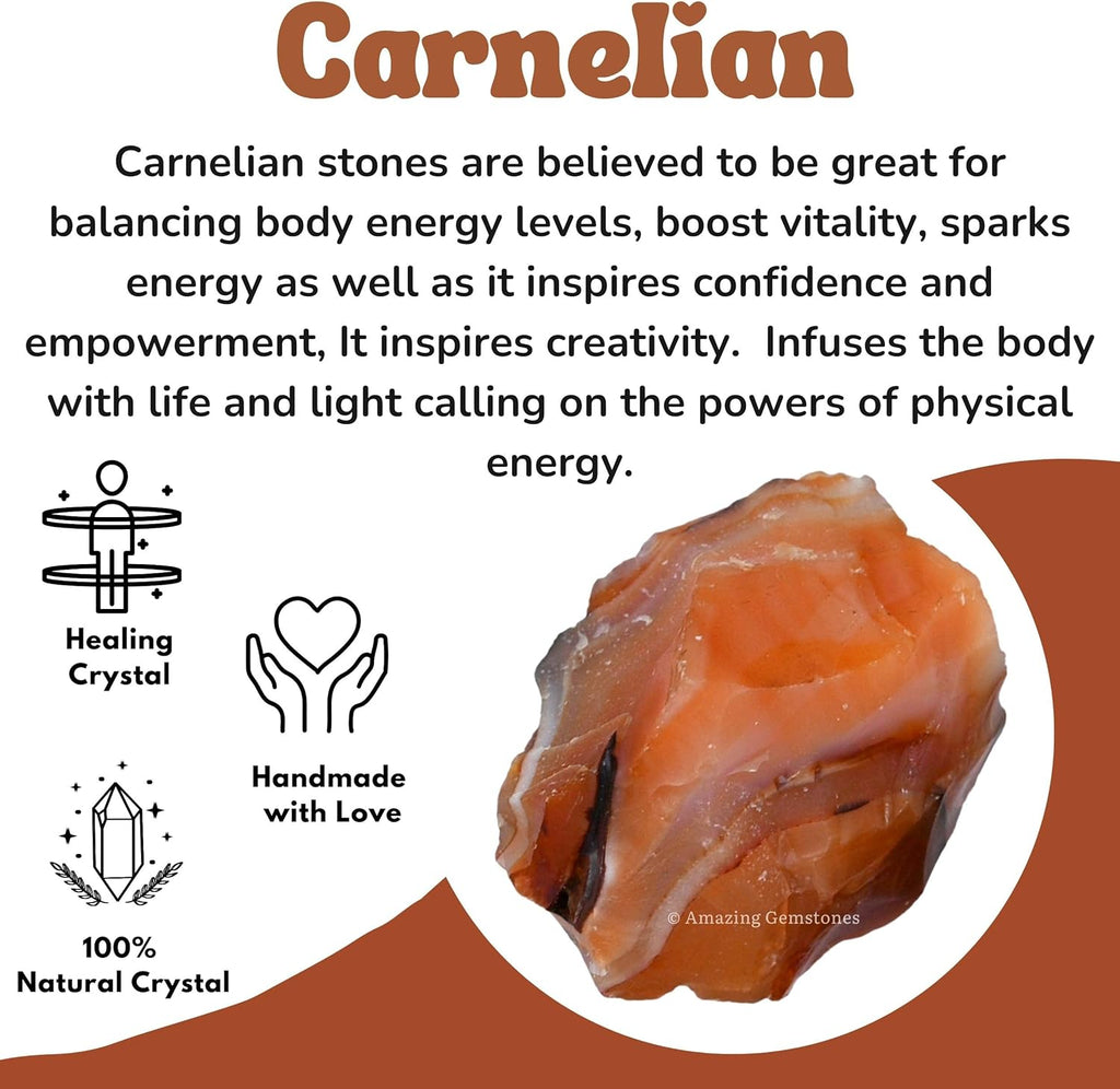 Amazing Gemstone Carnelian Raw Crystals and Healing Stones, Natural Rocks for Tumbling - DIY Raw Stones and Crystals, 2 Pieces