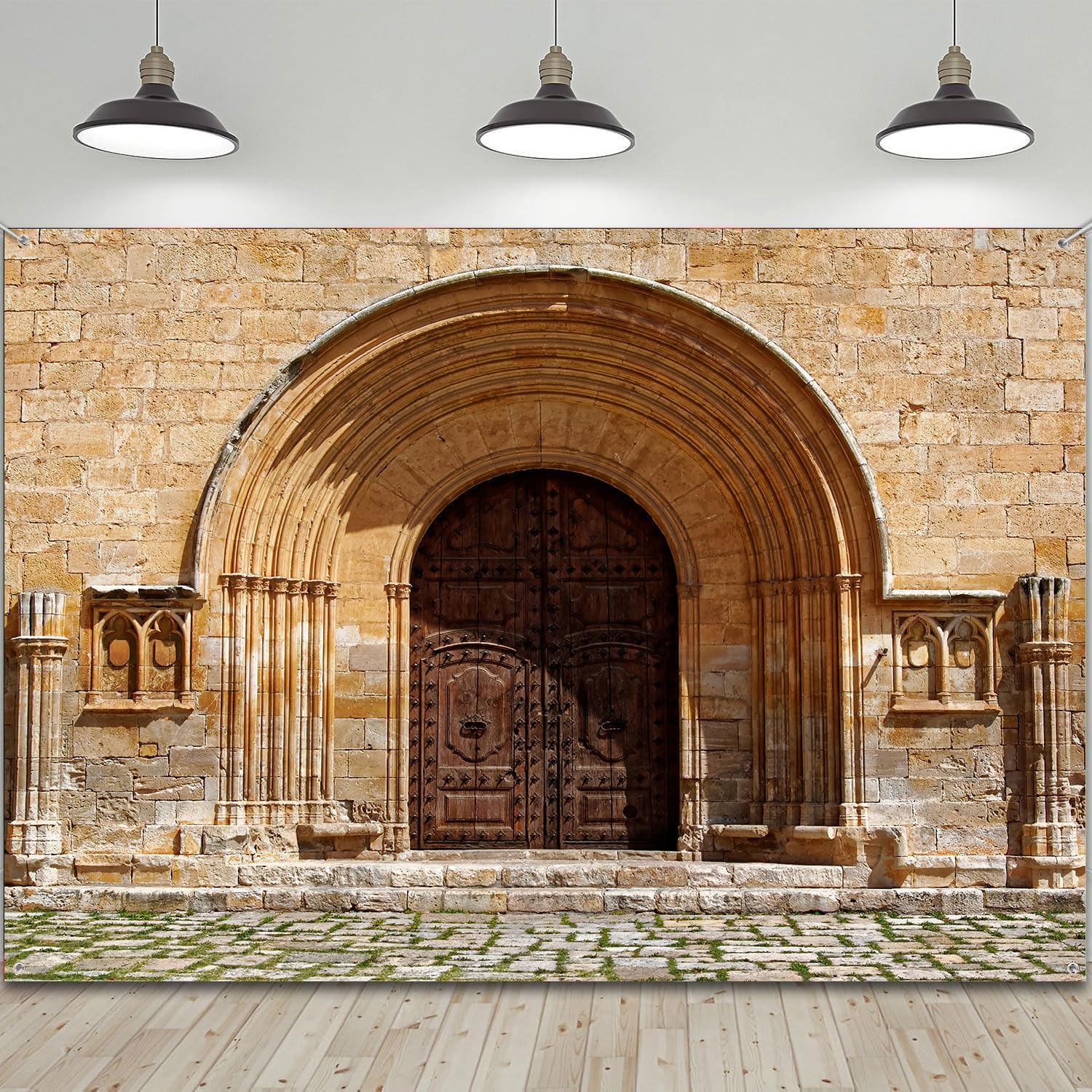 HANGYING 10x7ft Medieval Morocco Architecture Photo Backdrop Vintage Brick Wall Palace Arched Door Photo Background Retro Morocco Holiday Party Photo Studio Props HY045DX