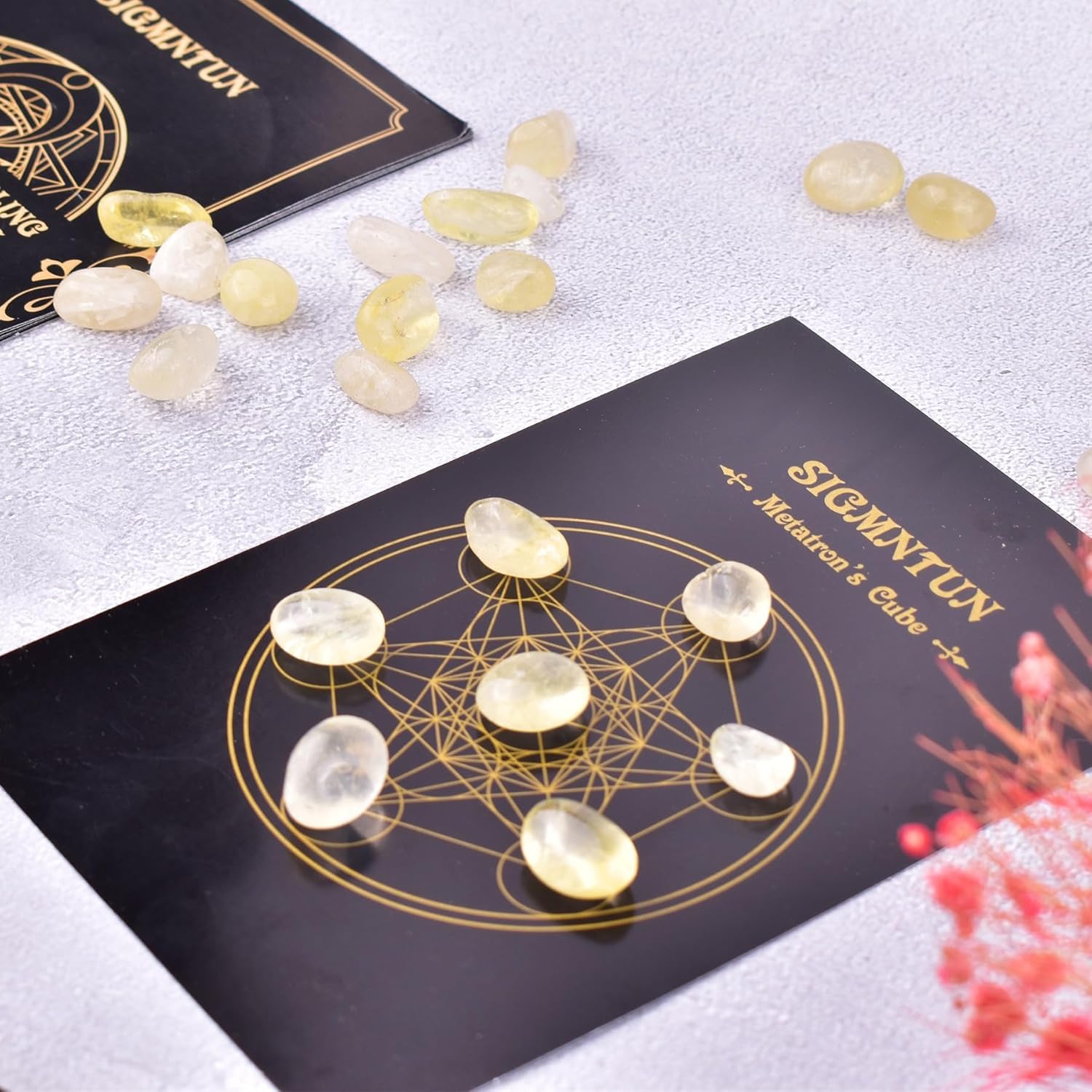 Polished Citrine Crystal Chips Set, 128 Pcs 0.4" inches - Handpicked Tumbled Stones and Crystals Bulk for Healing, Reiki, Meditation, Witchcraft and Home Decor