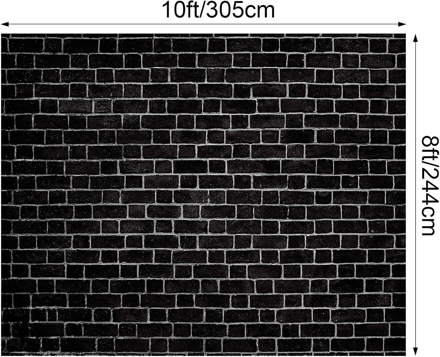 VitalCozy 10 x 8 Ft Christmas Brick Wall Backdrop for Photoshoot Polyester Fabric Brick Backdrop Background for Fireplace Home Decoration Newborn Birthday Party (Black)
