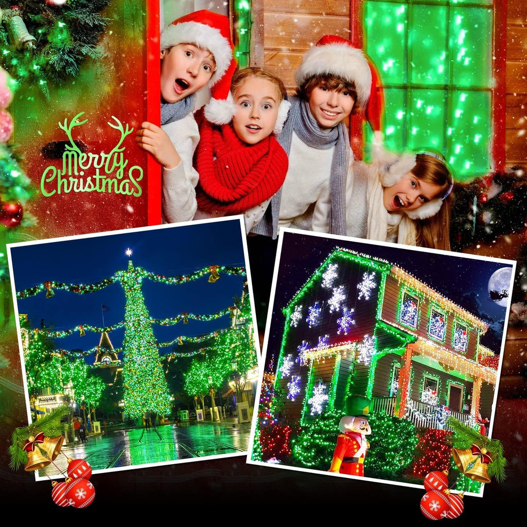 JMEXSUSS 200 LED Christmas Lights Outdoor, 66ft Connectable Green String Lights Plug in, 8 Modes Waterproof Green Christmas Lights for Outside Indoor Yard St Patrick's Day Tree Halloween Xmas Decor