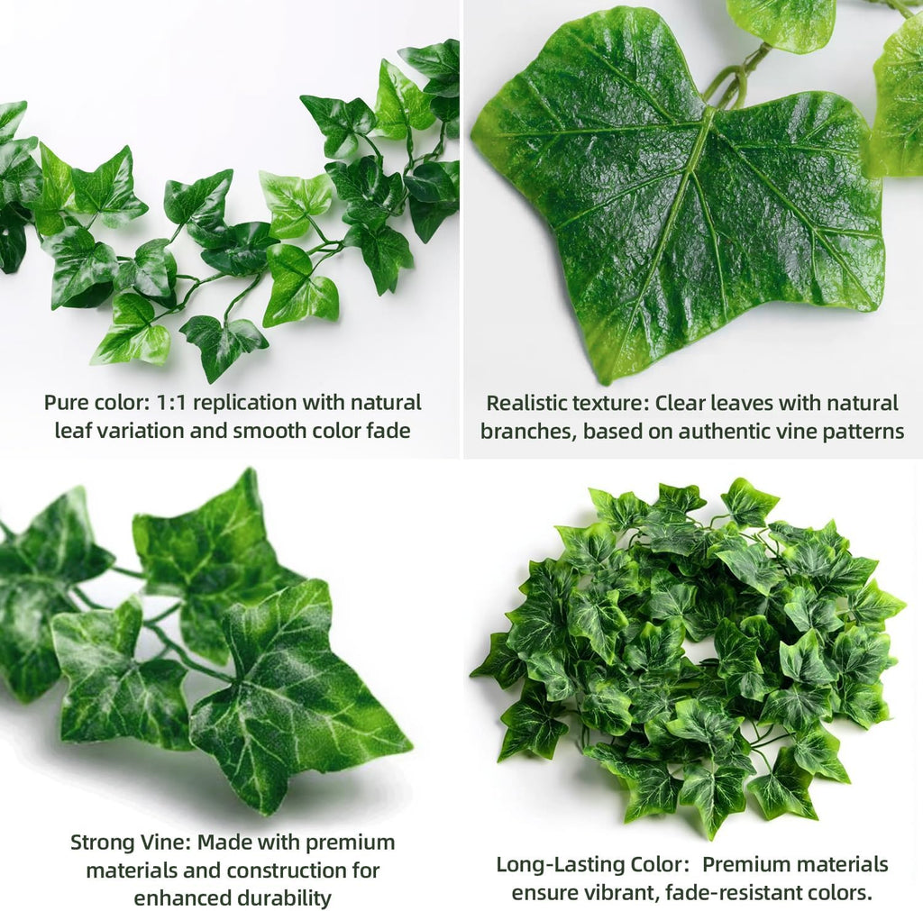 100 Pack 750Ft Artificial Ivy Garland, Hanging Greenery Vines with Fake Leaves for Home, Wall, Bedroom, Wedding, Garden, Party, Easter (750FT 100PCS Vines)