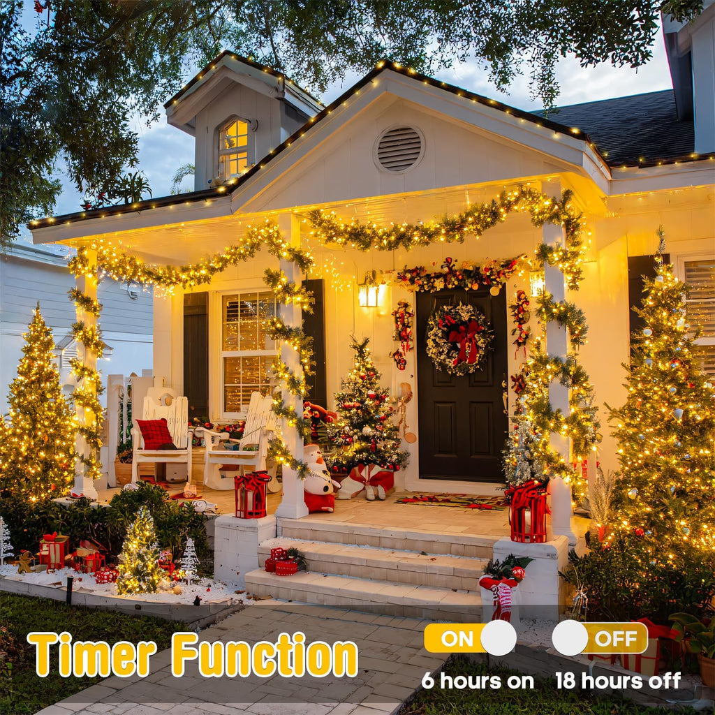 JMEXSUSS 229ft 700 LED Christmas Lights Outdoor, Christmas Tree Lights Plug in, 8 Modes Twinkle String Lights for Outside Indoor Wedding Ceiling Room Home Yard Patio Porch Xmas Decor, Warm White