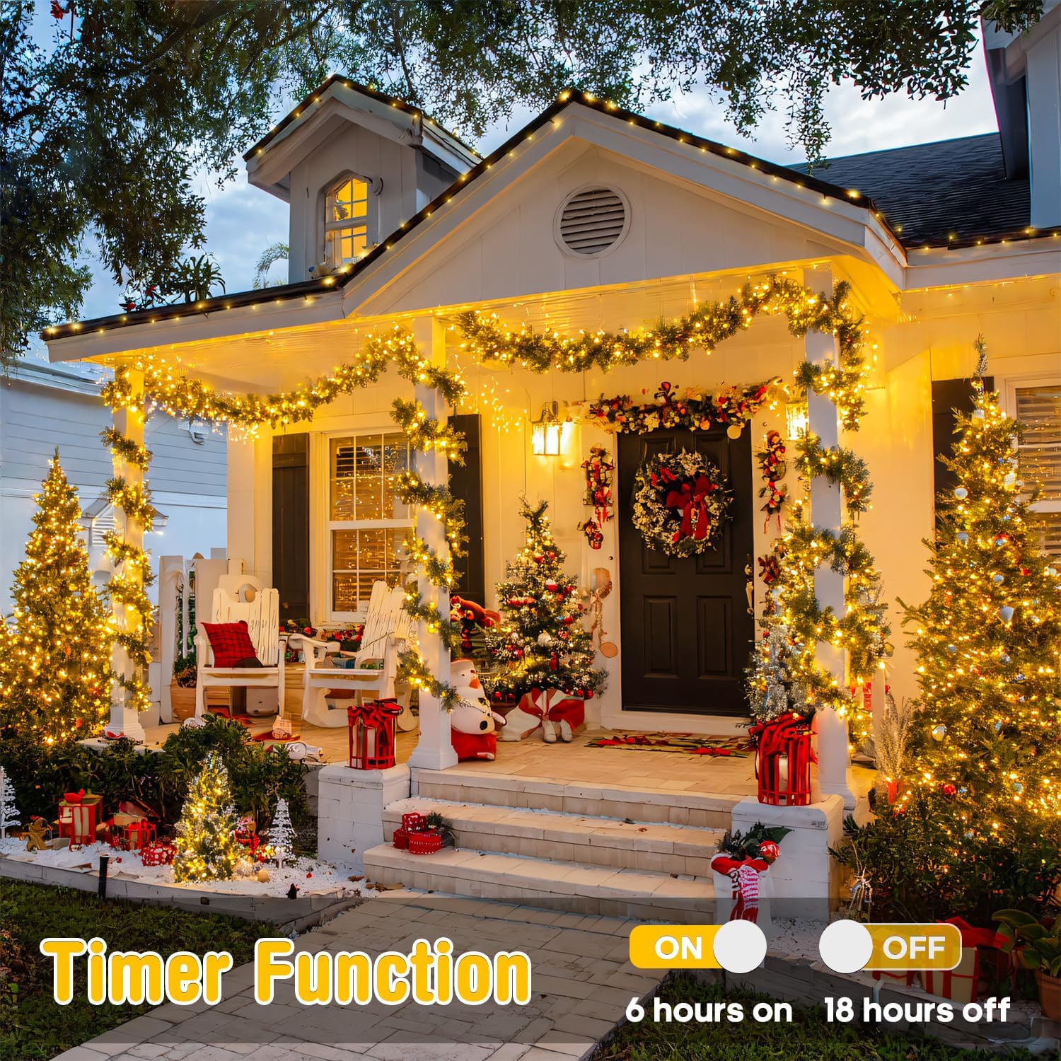 JMEXSUSS 229ft 700 LED Christmas Lights Outdoor, Christmas Tree Lights Plug in, 8 Modes Twinkle String Lights for Outside Indoor Wedding Ceiling Room Home Yard Patio Porch Xmas Decor, Warm White