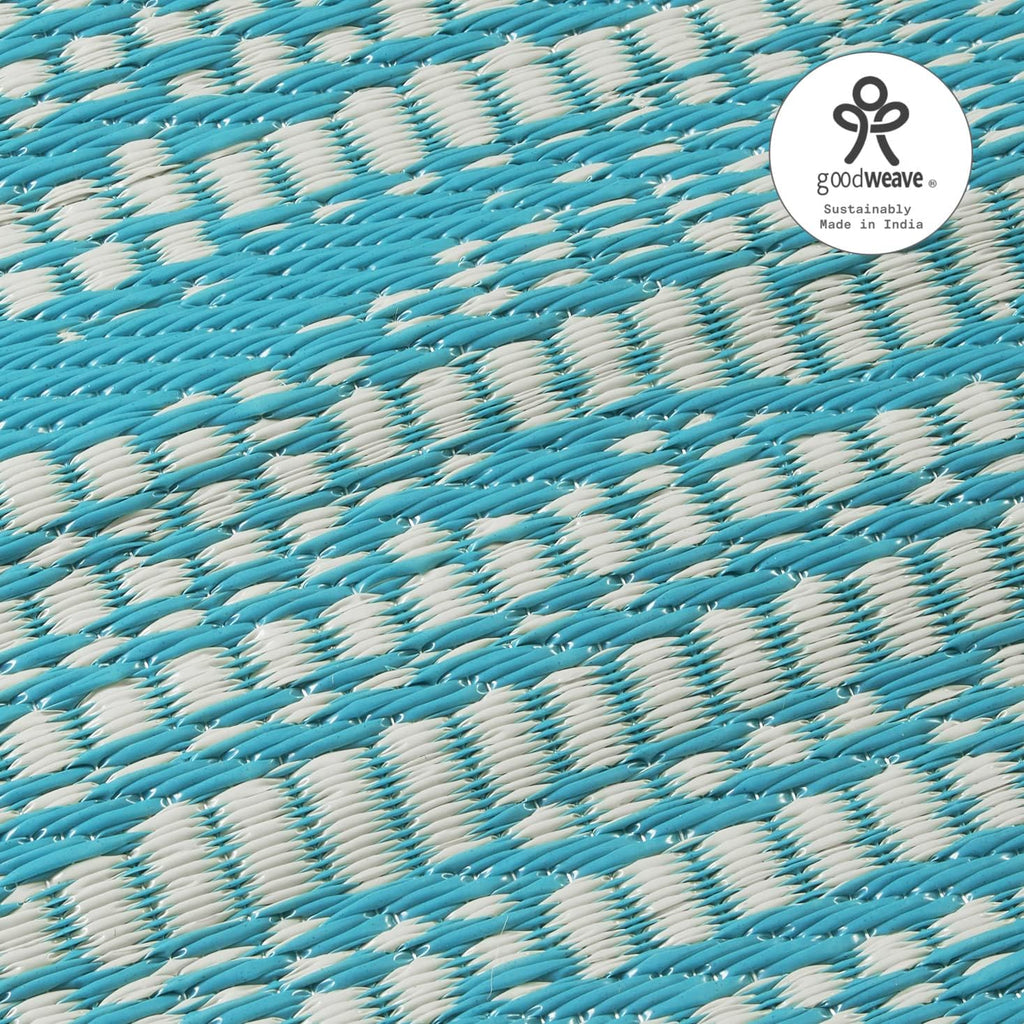 Fab Habitat Outdoor Rug - Waterproof, Fade Resistant, Crease-Free - Premium Recycled Plastic - Distressed Abstract - Porch, Deck, Balcony, Mudroom, Laundry Room, Patio - Brooklyn - Teal - 3 x 5 ft
