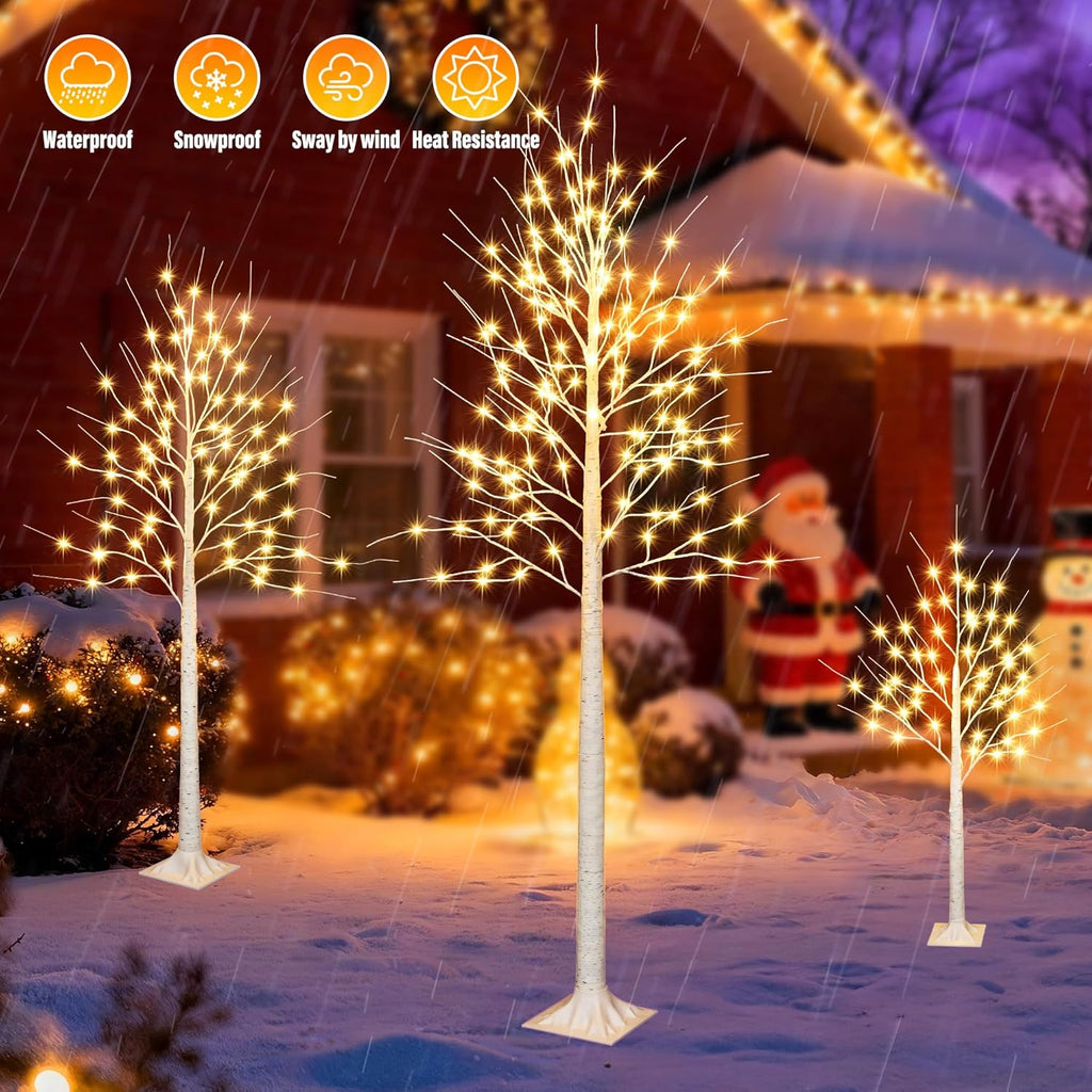 iBaycon 6FT Christmas Birch Tree Lights, Lighted Birch Tree LED Artificial Trees with 8 Modes Timer, Prelit Light Up Trees for Indoor and Outdoor Party Holiday Christmas Decorations