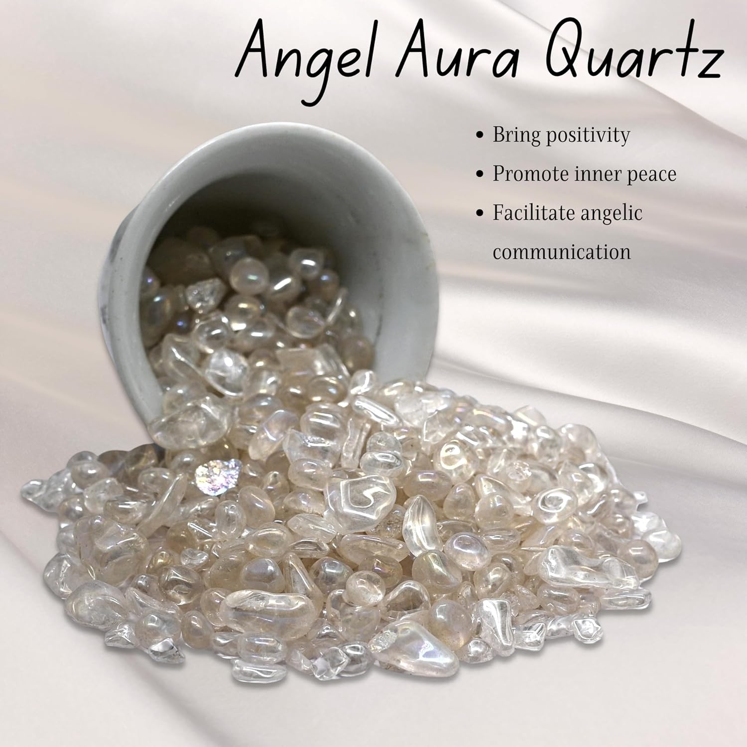 Amazing Gemstone Angel Aura Quartz Crystal Chips Aquarium Gravel Rocks - Bulk Fish Tank Gravel, Small Tumbled Stone Chips and Tiny Crystals for Decoration (Natural AAA Grade) (1000+ Carat Chips)