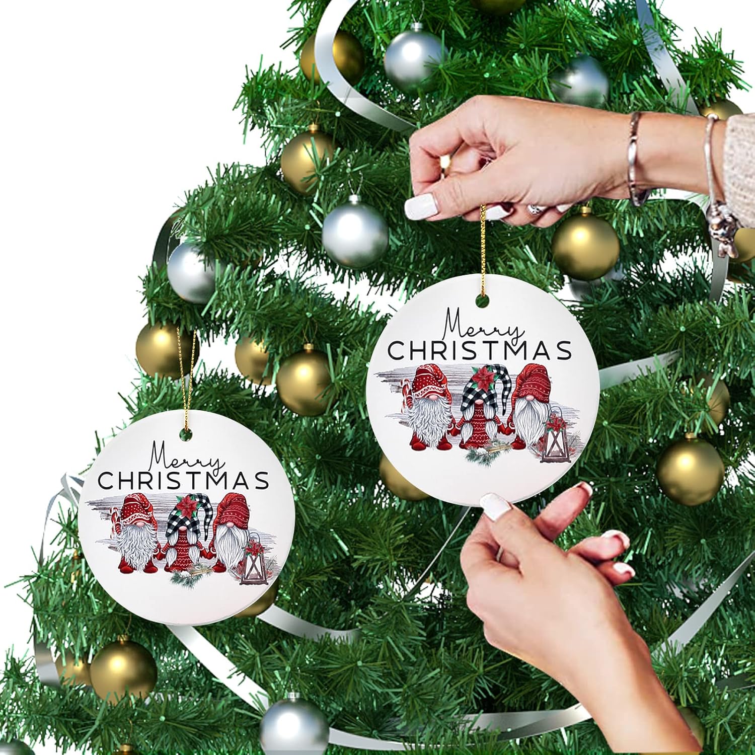 Cute Christmas Tree Ornaments for Decorations Small Tree First Ceramic Christmas Ornaments Gift Gnome Ornament Decorated Xmas Tree Mini Decorating Outdoor Hanging Ornaments