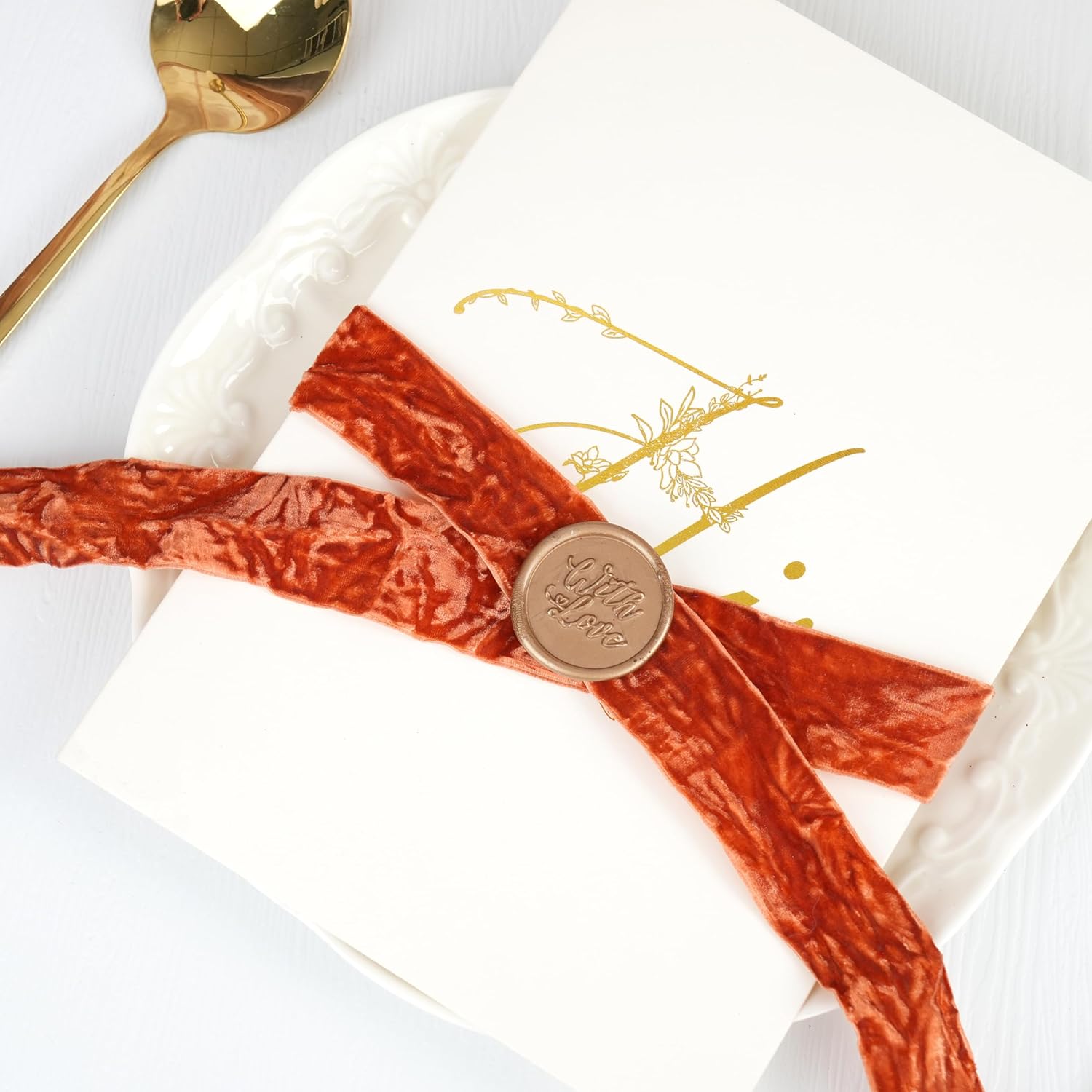 MAYREEL 1 Inch Terracotta Crushed Velvet Ribbon Cinnamon Vintage Fall Ribbon for Thanksgiving Christmas Halloween Flower Bouquet Gift Wrapping Wedding Invitations Crafts Party Favor Boxes 10 Yards