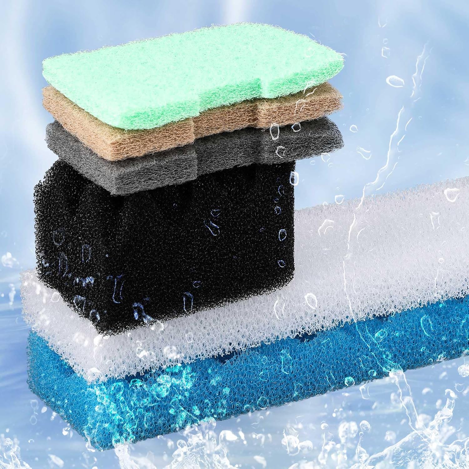 32 Pcs Filter Media Compatible with 406/407 Filters, Aquarium Replacement Maintenance Kit Including Biological Sponge, Ammonia/Phosphate/Nitrite Remover Pad, Aquarium Towel, Grease