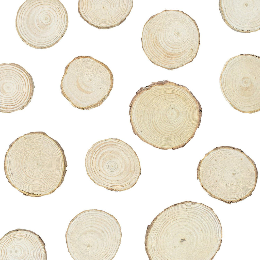 Super Z Outlet Mini Assorted Size Natural Color Tree Bark Wood Slices Round Log Discs for Arts & Crafts, Home Hanging Decorations, Event Ornaments (5-8cm, 20pcs)