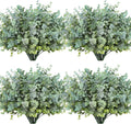 RECUTMS 12 Bundles Artificial Bushes Greenery Plants Stems Faux Shrubs Boxwood Plants Outdoor UV Resistant Fake Eucalyptus for Farmhouse Home Wedding Patio Backyard Indoor Outdoor Decor(Dusty Blue)