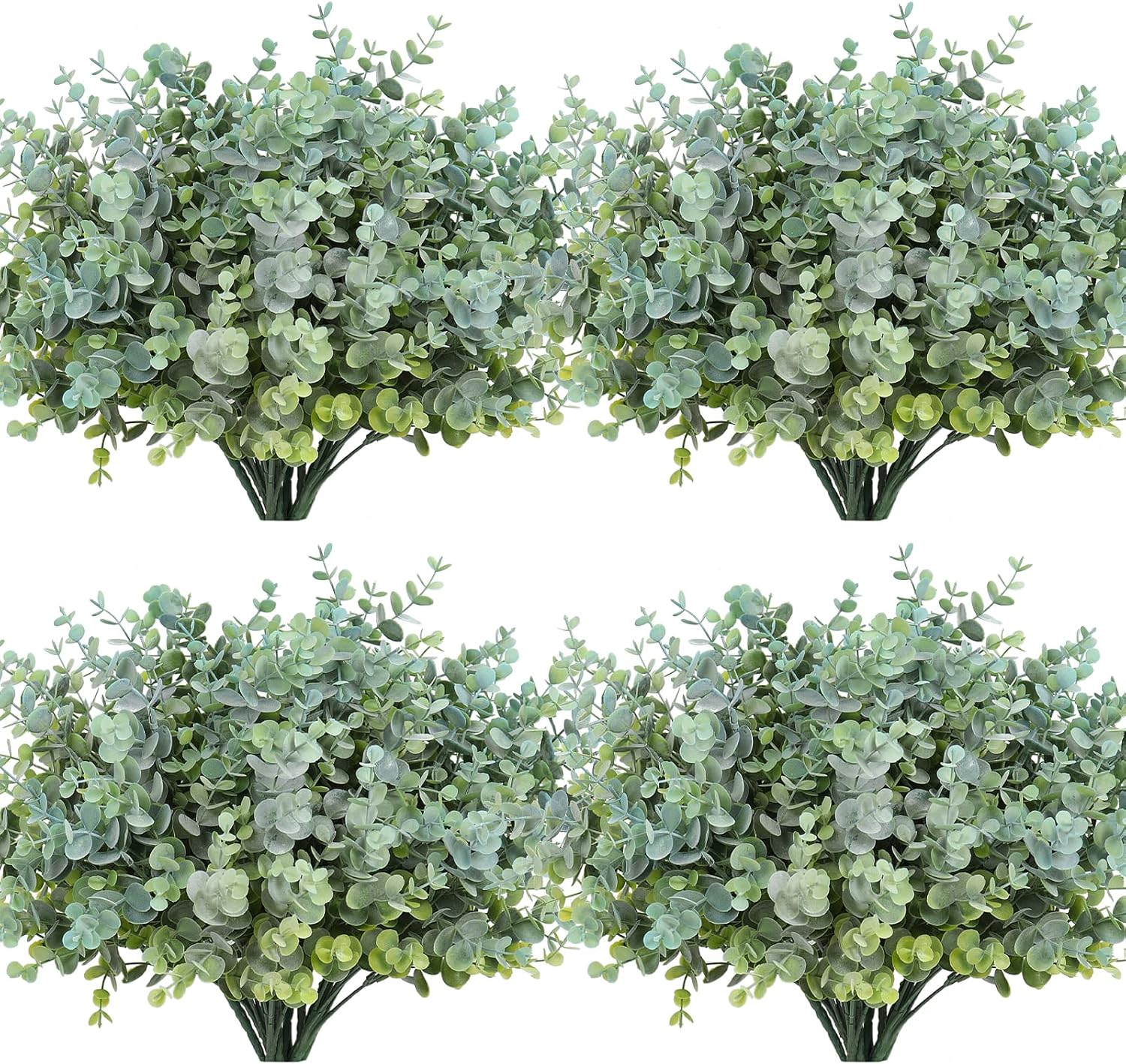 RECUTMS 12 Bundles Artificial Bushes Greenery Plants Stems Faux Shrubs Boxwood Plants Outdoor UV Resistant Fake Eucalyptus for Farmhouse Home Wedding Patio Backyard Indoor Outdoor Decor(Dusty Blue)