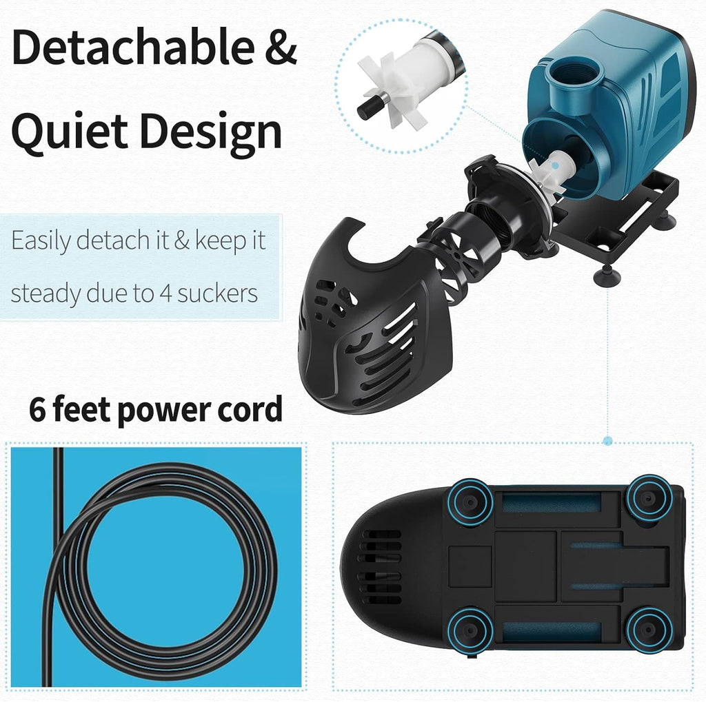 Uniclife Aquarium 400 GPH Submersible and Inline Water Pump 30W 6ft High Lift AC 120 V Quiet Adjustable Return Pump with 6 ft. Power Cord for Fish Tanks Pond Waterfalls Fountains Sumps and Gardens