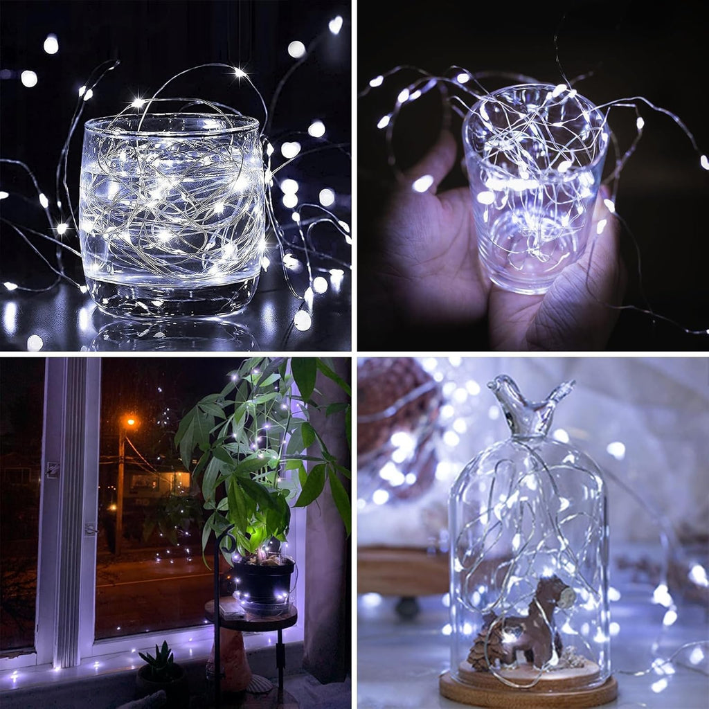 6 Pack 60LED Christmas Battery Operated Fairy Lights with Remote, 8 Modes String Lights with Timer, Dimmable, Memory Function, Waterproof Twinkle Lights for Outdoor Indoor Christmas Decor(Cool White)