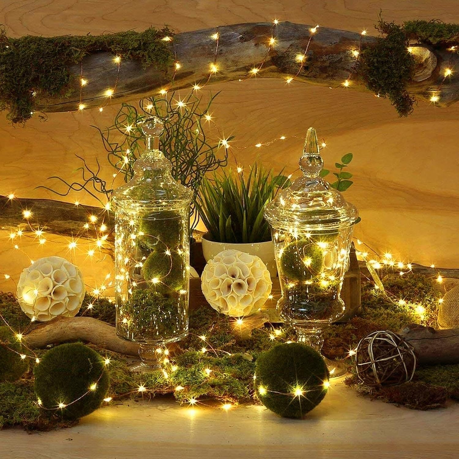 GAILROSO 100Pack Fairy Lights Battery Operated 3 Speed Modes, 7 Ft 20 LED Battery String Mini Waterproof for Mason Jars DIY,Christmas Decoration,Wedding Party