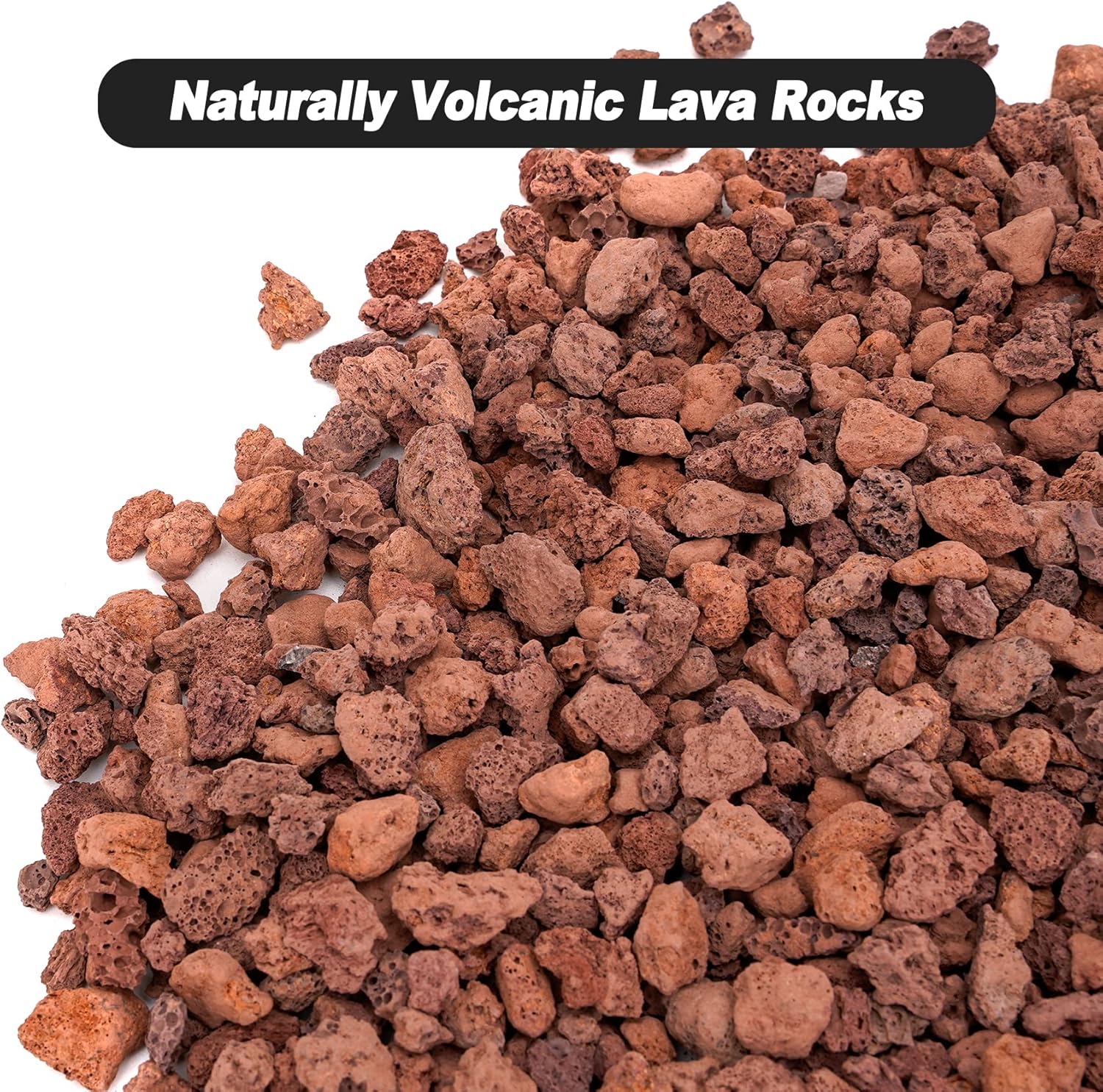 Skyflame 10LB Lava Rocks for Fire Pits, Fire Tables, Fireplaces, Garden Landscaping Decoration, Indoor and Outdoor Use, 1/10"-1/5" Natural Sizes, Red
