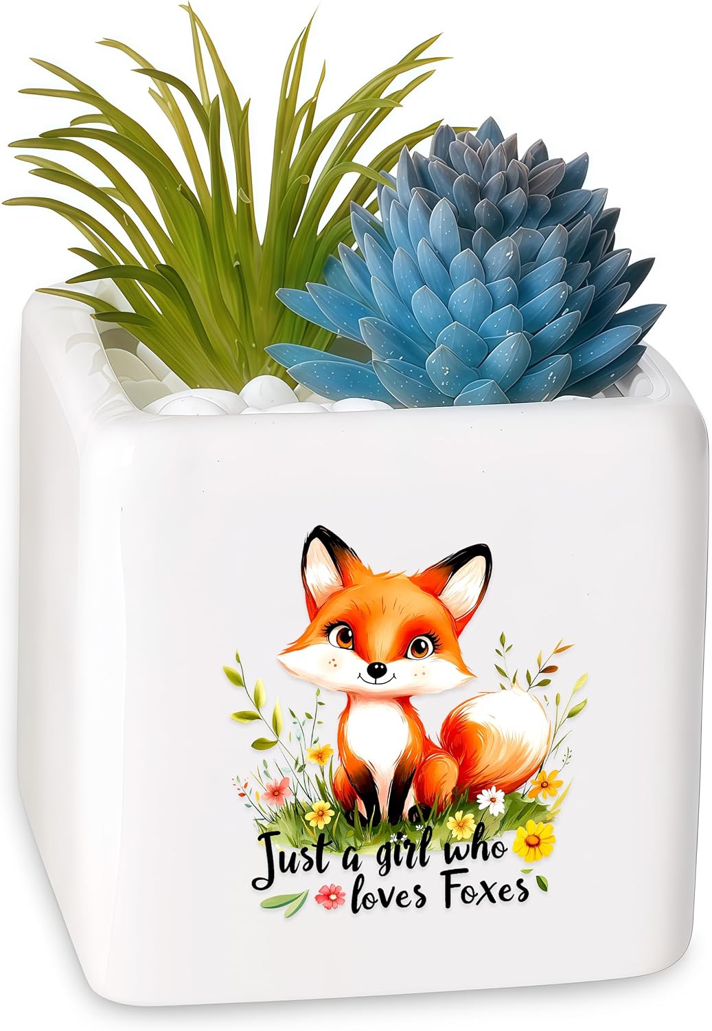 Fox Succulent Planter Flower Plant Pot Small, Gifts for Women Teens Girls Kids, Fox Lovers Themed Stuff Accessories Things Decor Merch, Home Office Table Desk Decoration!