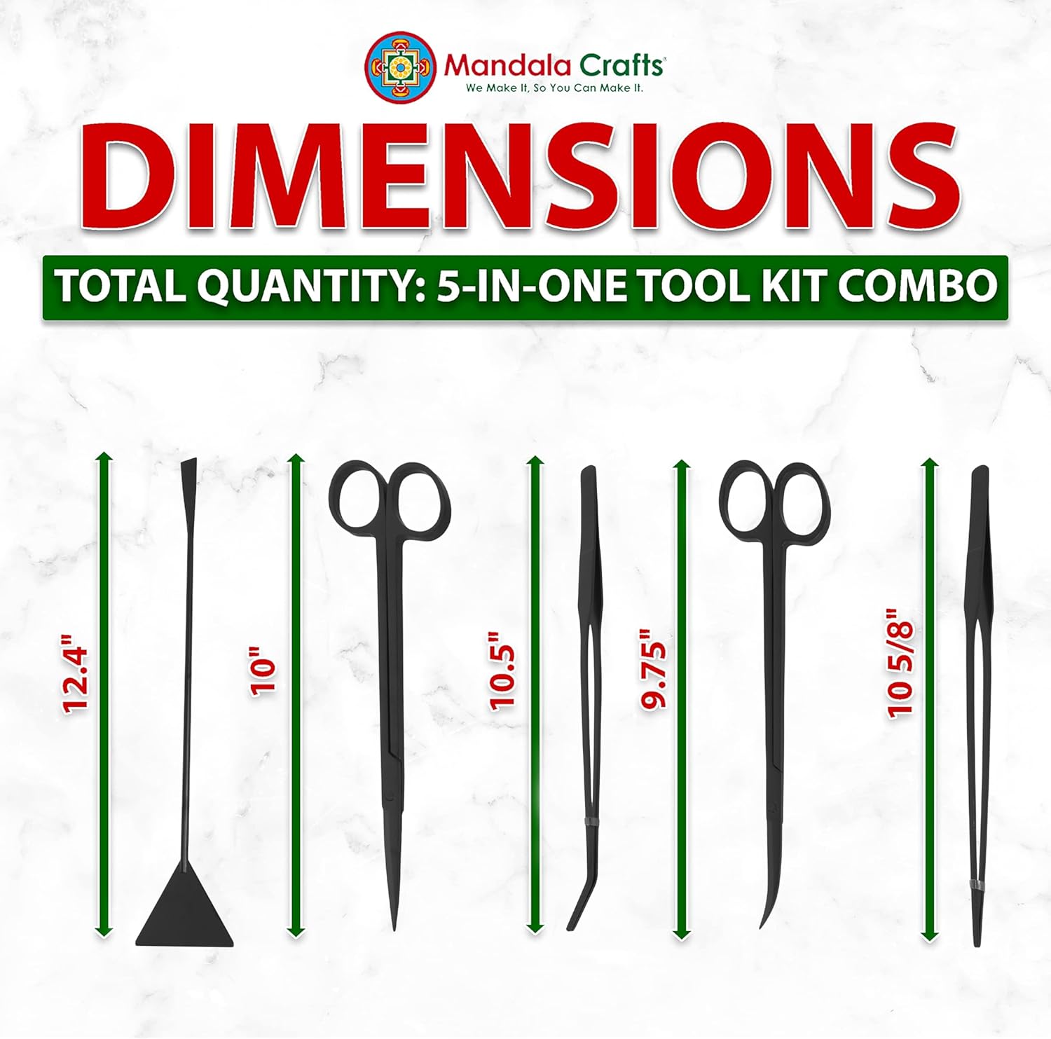 Mandala Crafts Black Stainless Steel Aquascaping Tools Kit – Aquarium Plant Tools with Tweezers, Spatula, and Scissors for Fish Tanks, Hospital Tanks, Goldfish Bowls, Aquariums, and Terrariums