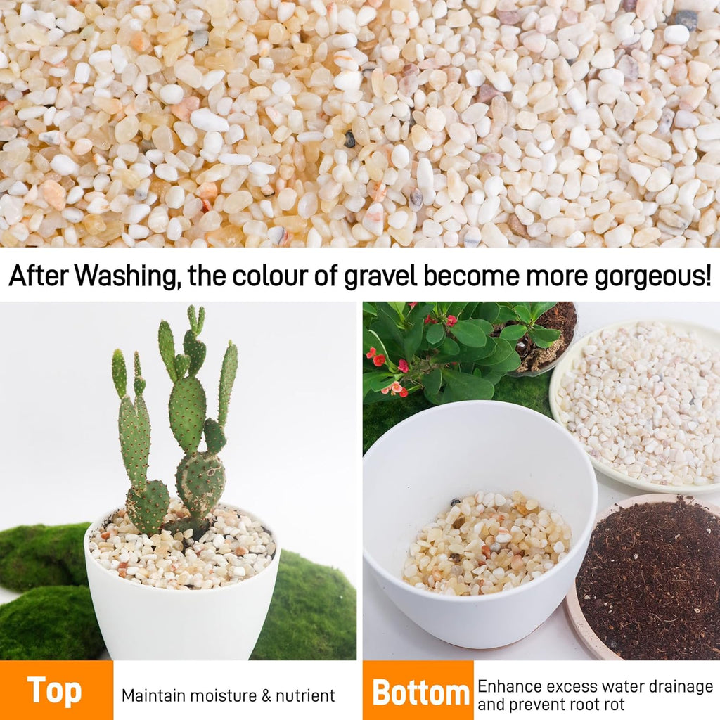 2.4lb Aquarium Gravel for Plants,1/5 Inch Natural Decorative River Rocks for Succulent and Cactus Landscaping, Natural Small Rocks for Fish Tanks, Vases & Terrariums