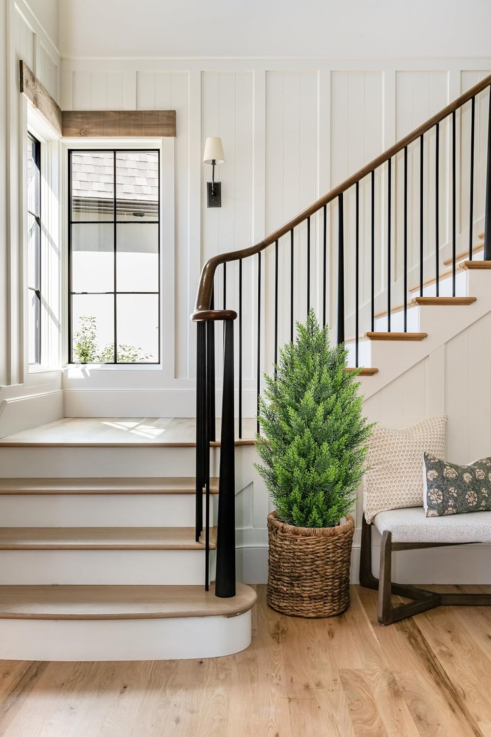 Briful 3ft Cedar Topiary Trees Artificial Outdoor Set of 2, Realistic Faux Cedar Pines with Pots, UV Resistant Christmas Greenery for Holiday Decor, Indoor Farmhouse Entryway Patio Door Plants