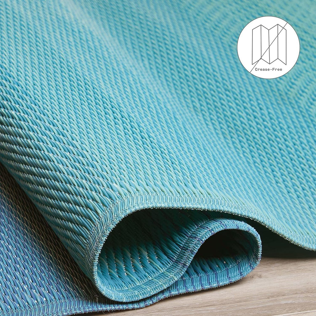 Fab Habitat Outdoor Rug - Waterproof, Fade Resistant, Crease-Free - Premium Recycled Plastic - Ombre - Porch, Deck, Balcony, Mudroom, Laundry Room, Patio - Big Sur - Teal - 3 x 5 ft