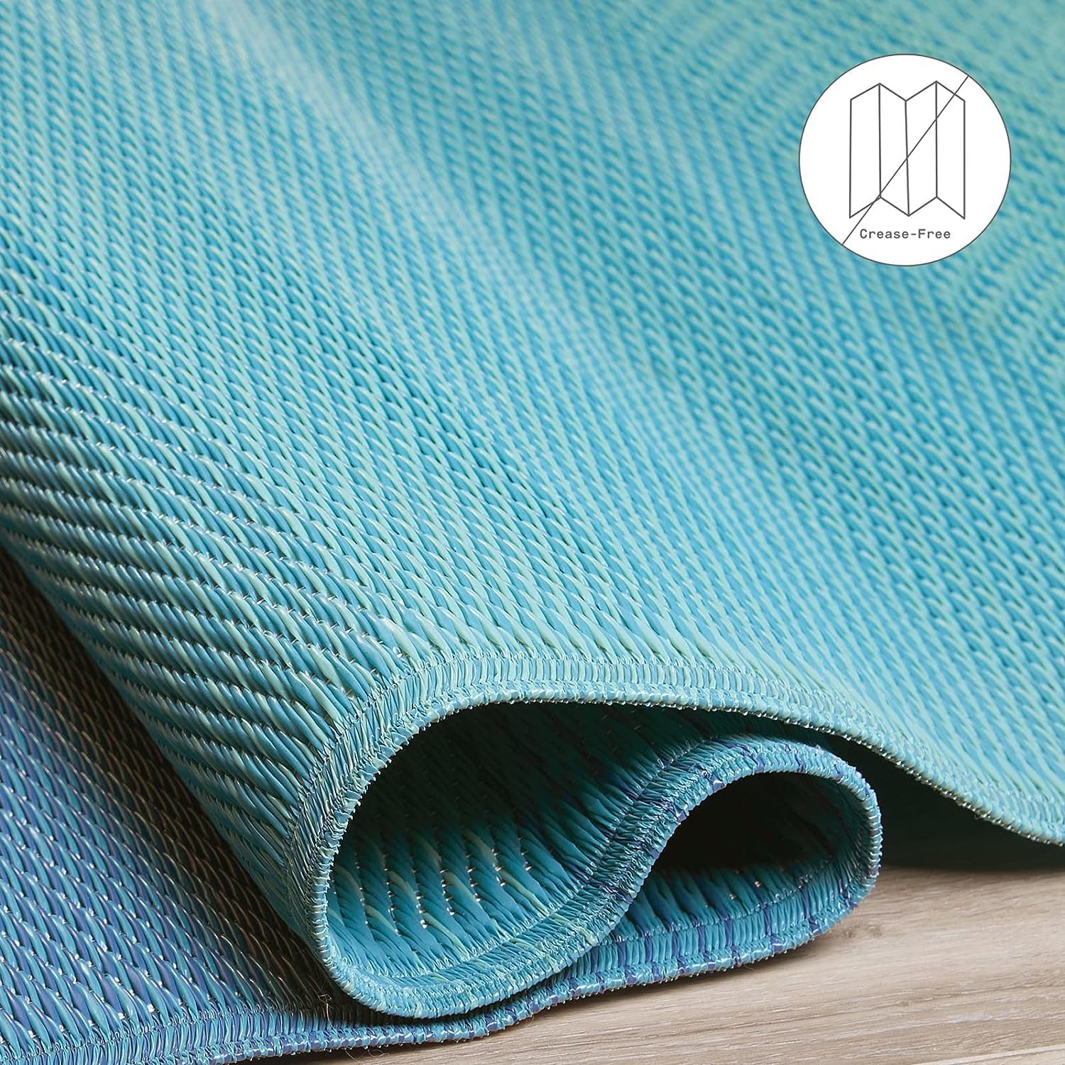 Fab Habitat Outdoor Rug - Waterproof, Fade Resistant, Crease-Free - Premium Recycled Plastic - Ombre - Porch, Deck, Balcony, Mudroom, Laundry Room, Patio - Big Sur - Teal - 3 x 5 ft