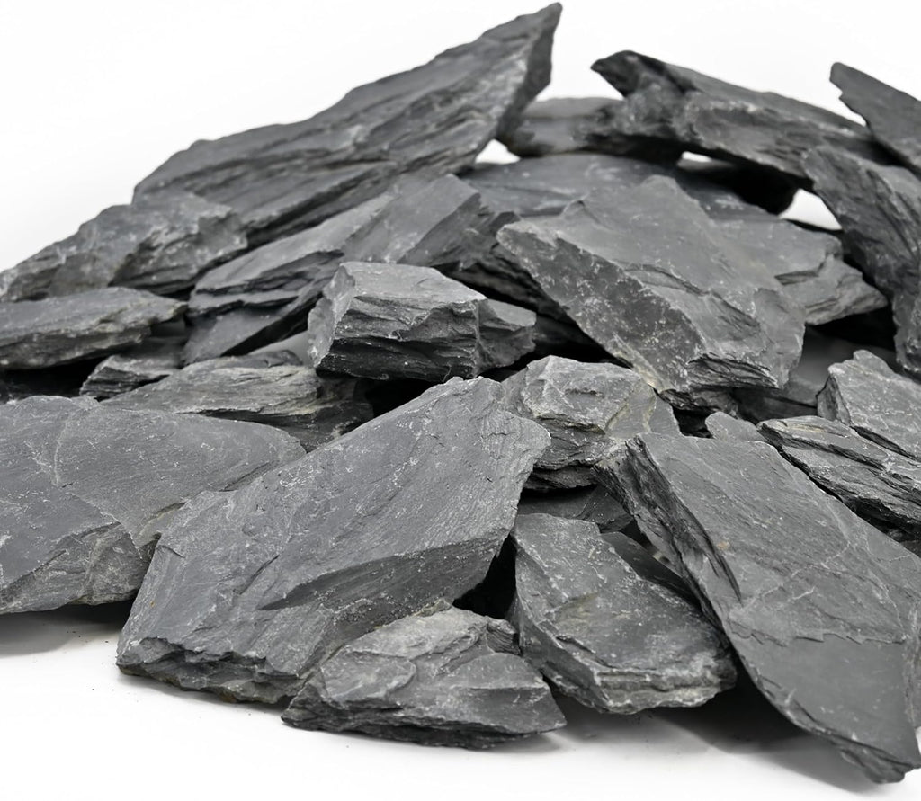 Unocho Aquarium Rocks 5lb Natural Slate Stone for Aquascaping Reptile Basking Platforms Terrariums Vivariums Paludariums Bonsai Miniature Fairy Gardens(2-4 inches)