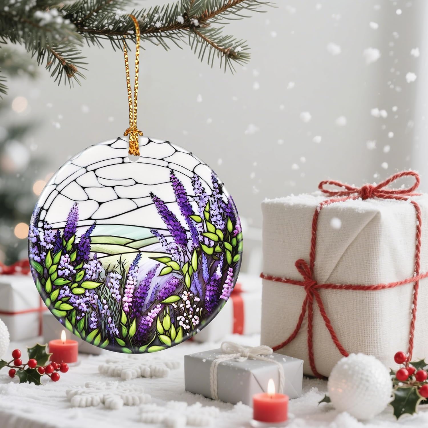 Lavender Christmas Tree Decorations, Christmas Ornaments, Keepsake Ornaments, Holiday Decor, Xmas Gifts, Gifts for Flower Lovers & Plant Lovers