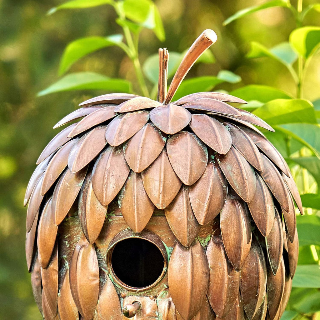 Copper Colored Birdhouse Garden Stakes (Artichoke)