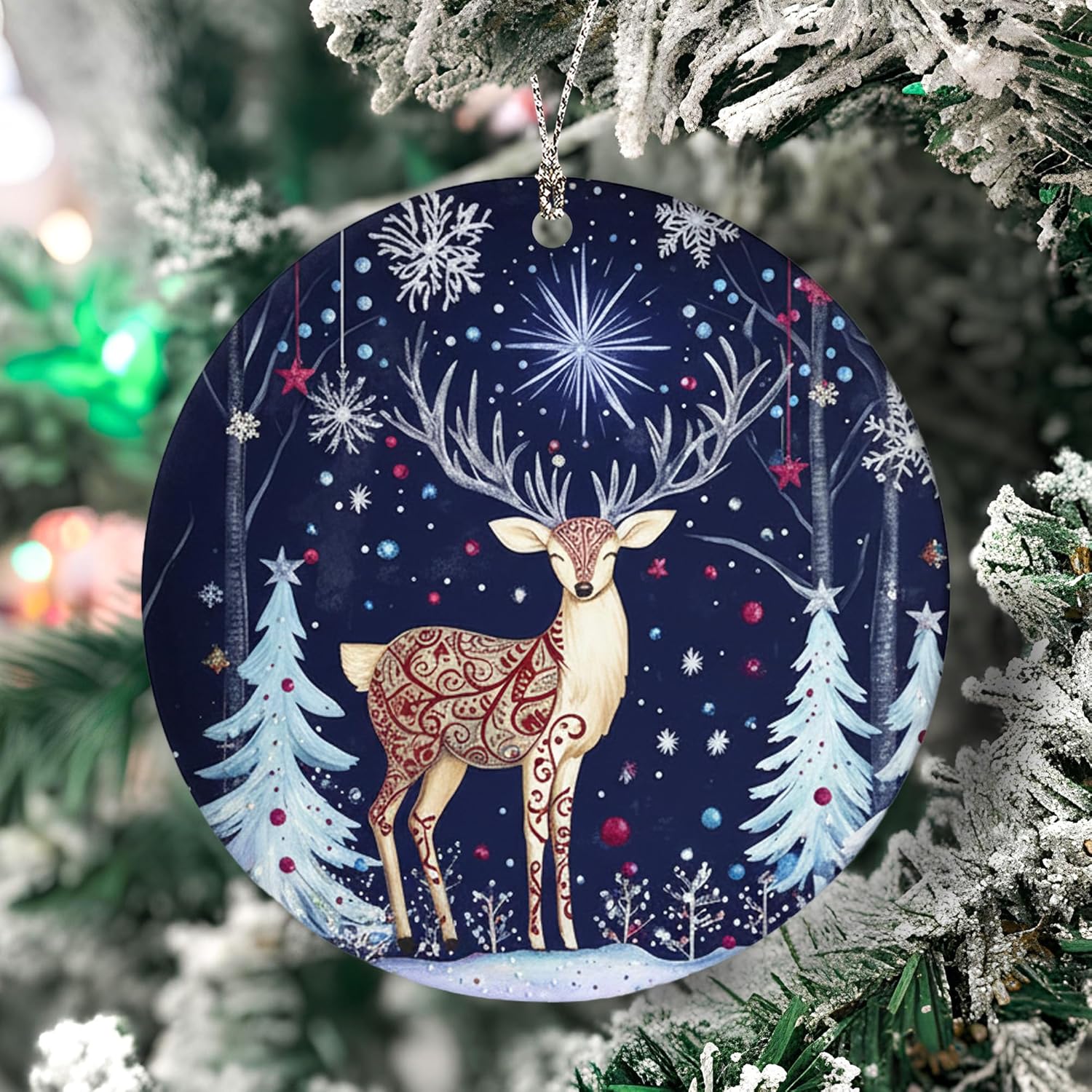 Reindeer Christmas Ornaments 2025, Scandinavian Christmas Decor Ornament, Dated Christmas Ornament 2025, Hanging Indoor Reindeer Christmas Decoration, Elegant Holiday Ornaments