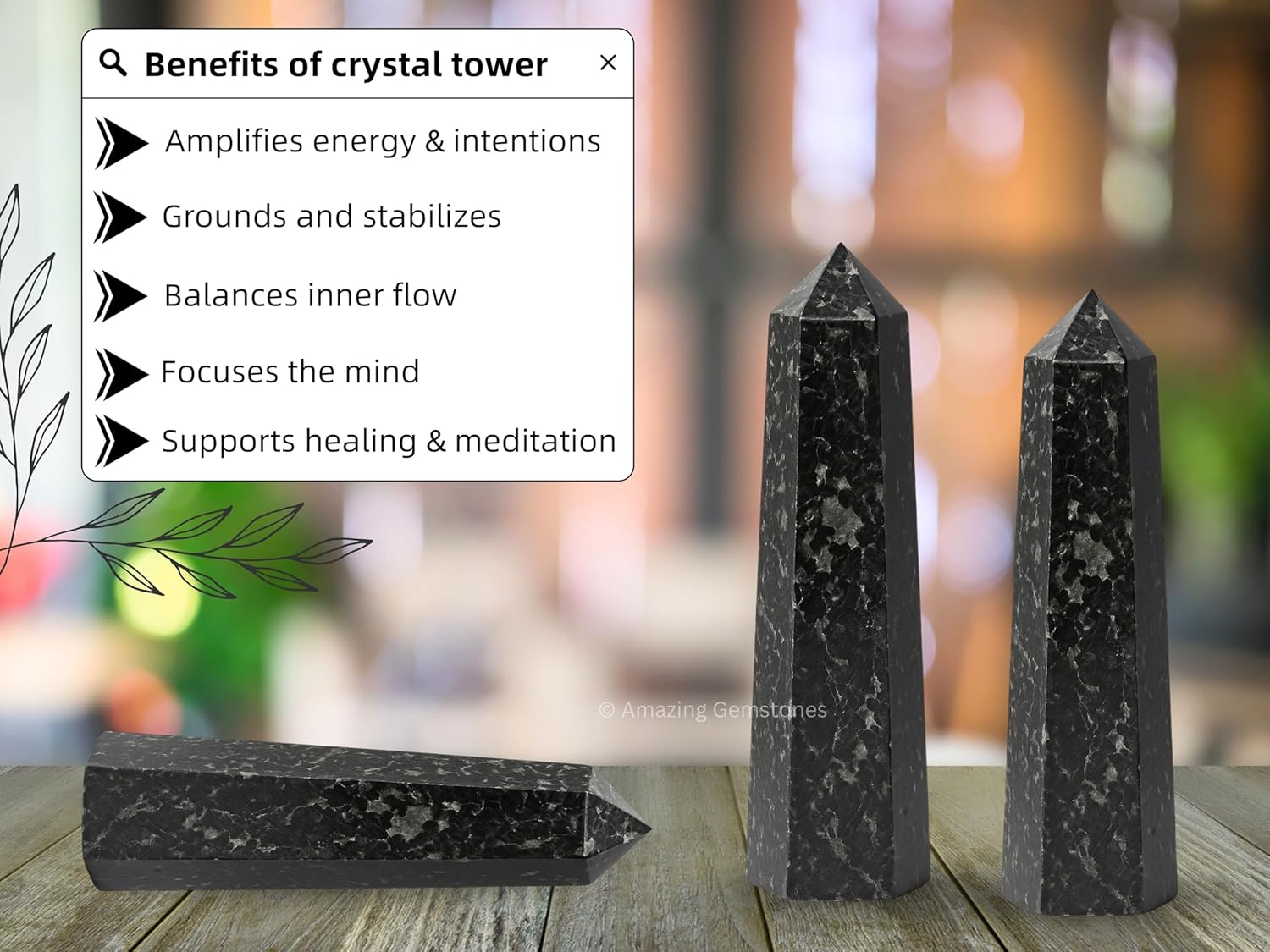 Amazing Gemstone Nuummite Crystal Towers ~ Natural Healing Crystal Point Obelisk for Reiki Healing and Crystal Grid (2 to 3 INCH)