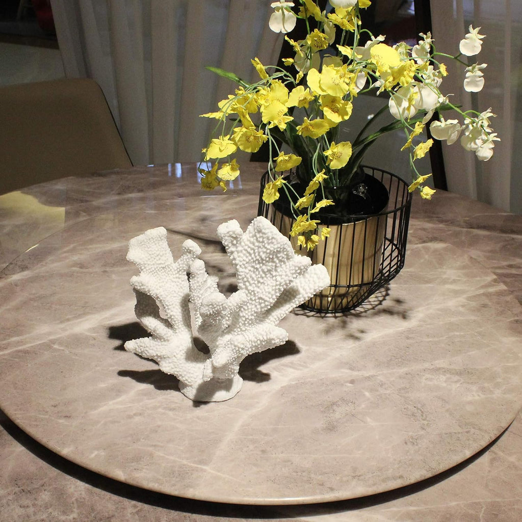 White Coral Reef Decor, Faux Artificial Coral Statue, Nautical Decor for Beach Theme Home, Wedding, Tabletop Decoration for Home Living Room Decor
