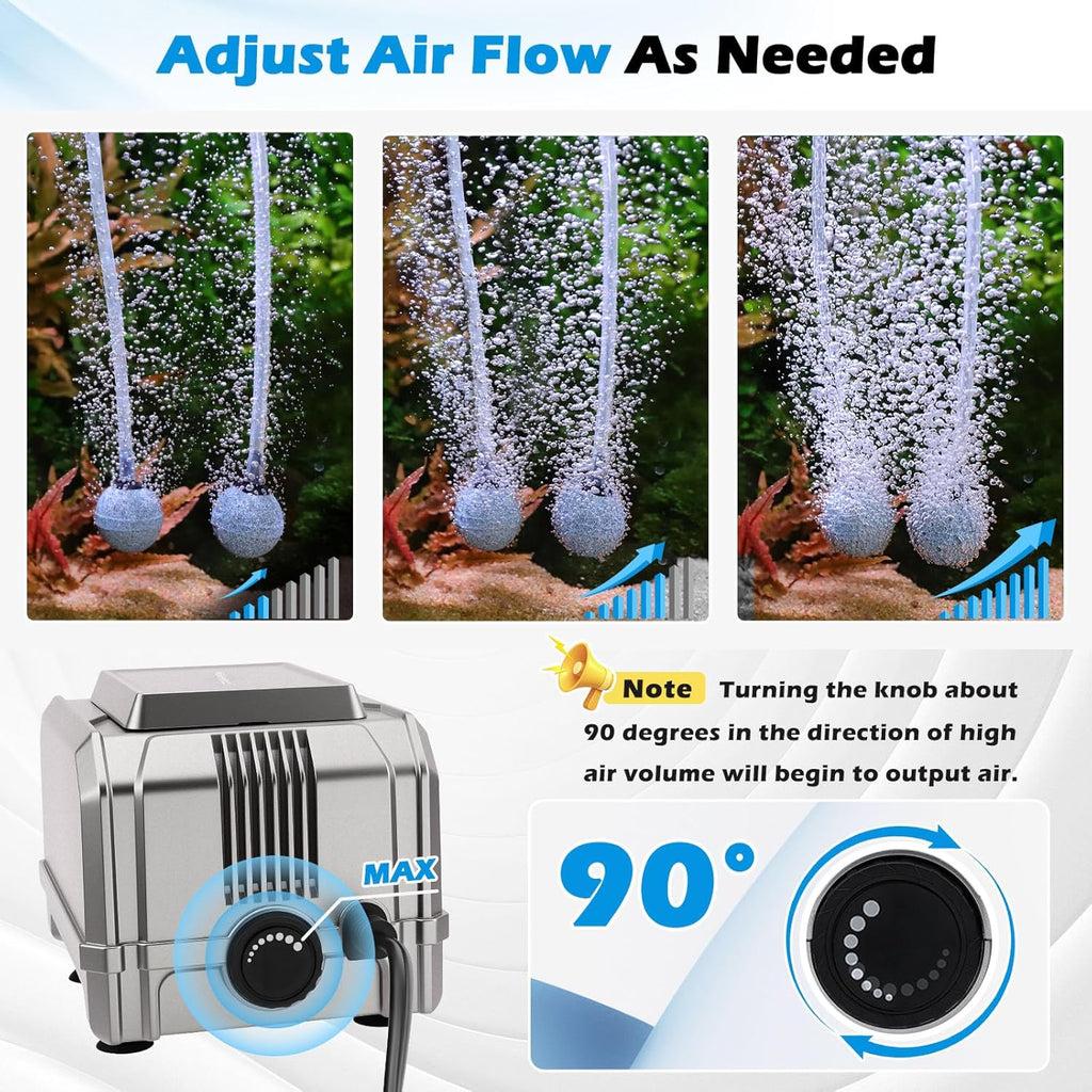 hygger 8W Aquarium Air Pump: Quiet Powerful Adjustable Fish Tank Air Pump, Dual Outlets Oxygen Aerator, Oxygen Pump for Up to 200 Gallons Aquariums, for Freshwater, Saltwater, Hydroponics