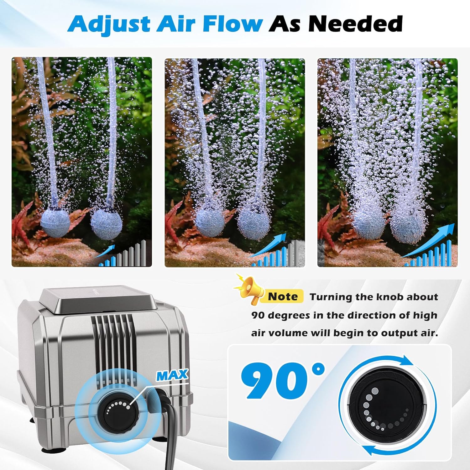 hygger 8W Aquarium Air Pump: Quiet Powerful Adjustable Fish Tank Air Pump, Dual Outlets Oxygen Aerator, Oxygen Pump for Up to 200 Gallons Aquariums, for Freshwater, Saltwater, Hydroponics