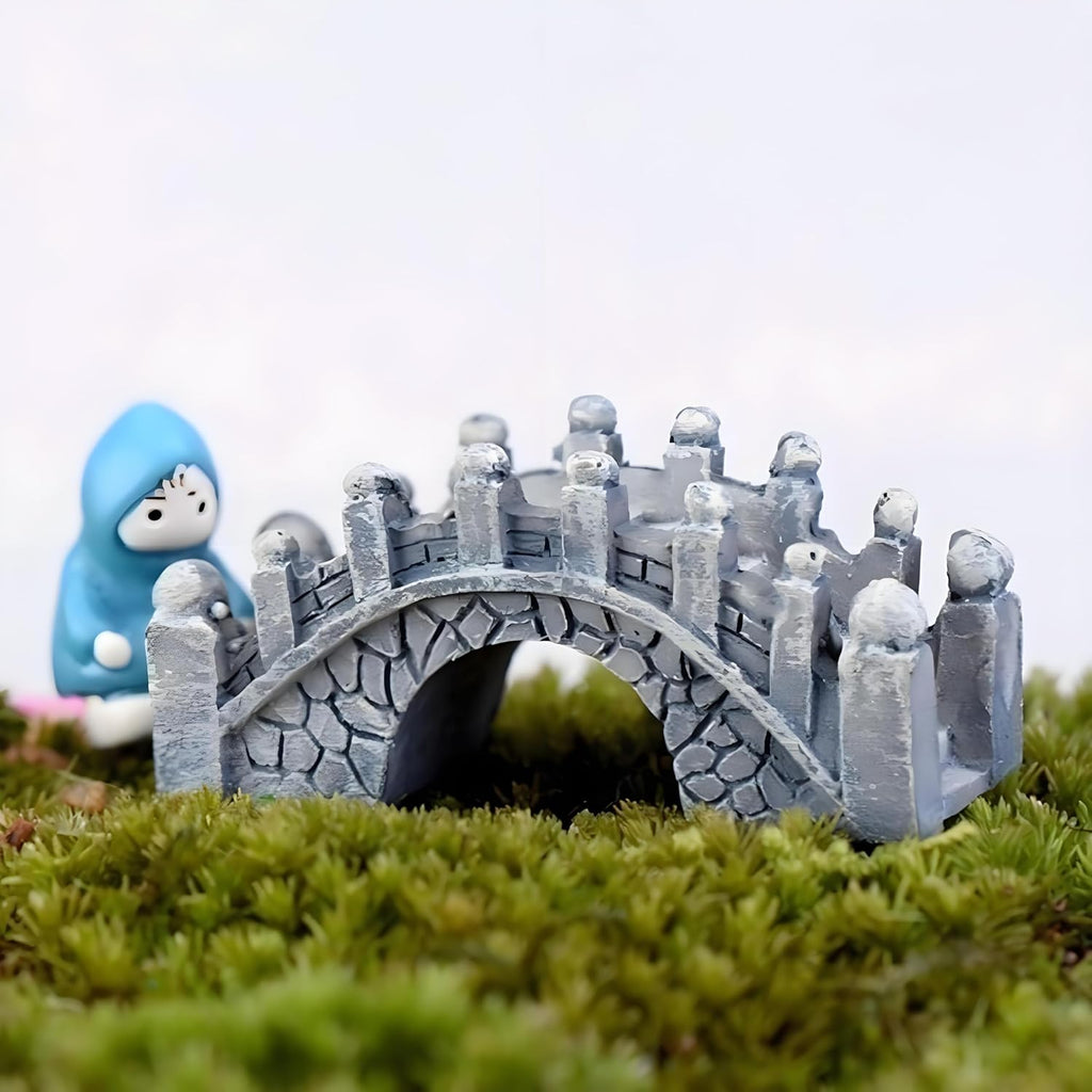 2Pcs Miniature Stone Arch Bridge Garden Ornaments, Gray and Brown Stone Arch Bridge Miniature Fairy Garden Accessories Fairy,Yard Decor for Outside Gnomes Outdoor Decor for Patio Aquarium