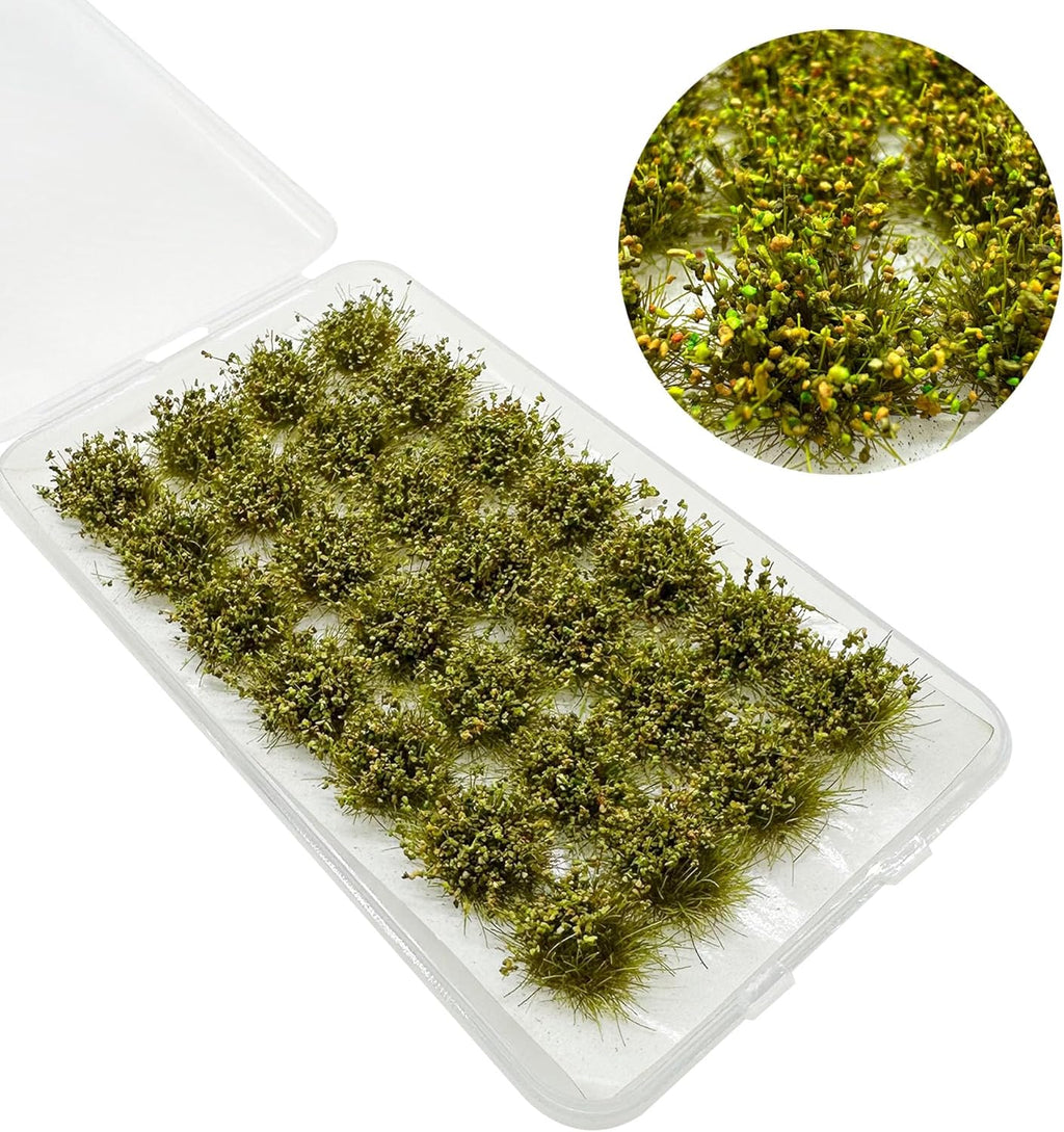 Woohome 112 PCS Static Grass, 4 Color Bushy Tuft Flower Cluster Vegetation Groups for DIY Architecture Building Model Train Landscape Railroad Scenery