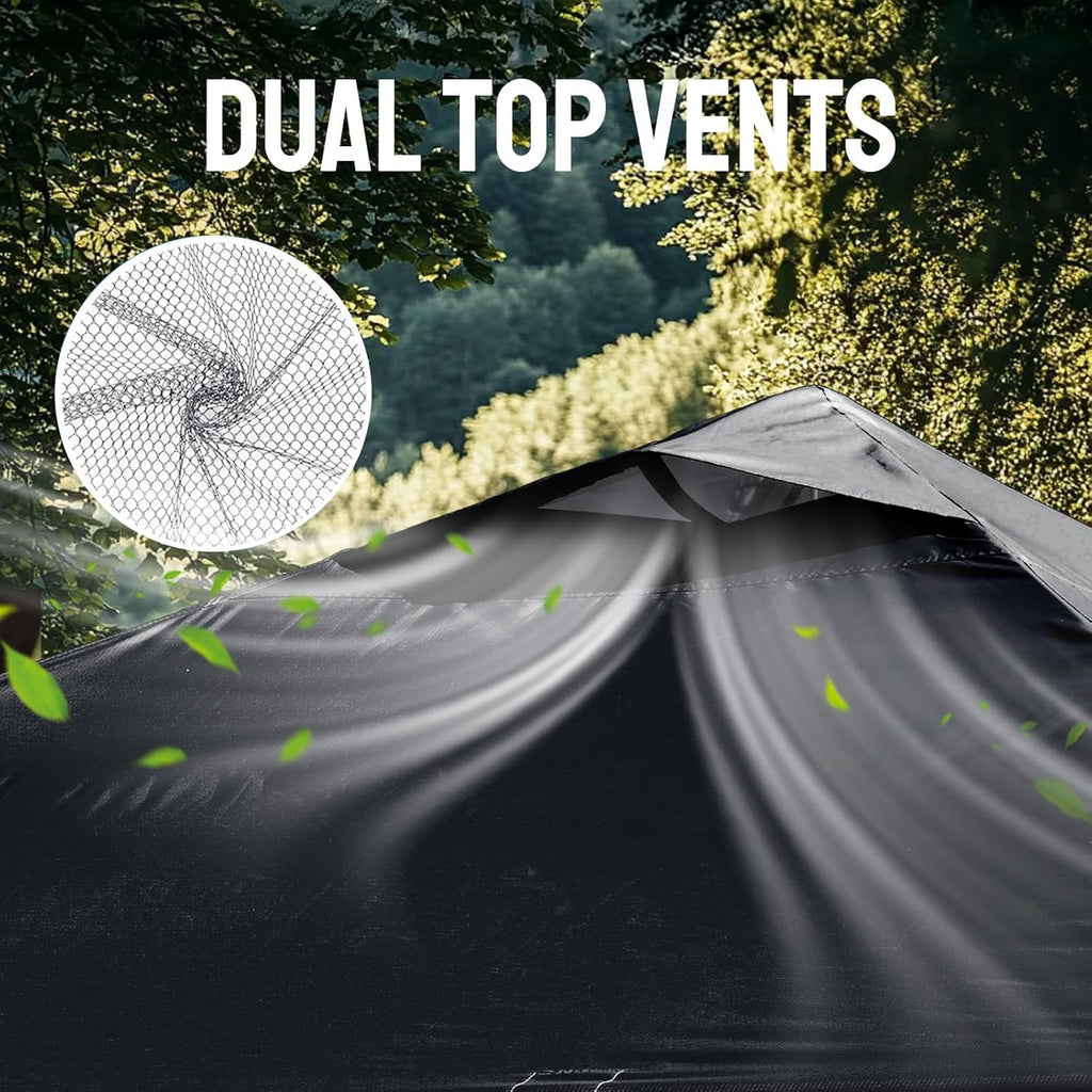 CROWN SHADES 10x10 Pop Up Canopy Tent - Patented Center Lock One Push Instant Outdoor Canopy Beach Tent with STO-N-Go Bag 8 Stakes & 4 Sand Bags，Black