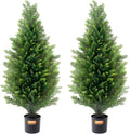VEVOR Artificial Topiary Cedar Tree, 36 inch Tall (2 Pieces), with Extra Leaves & Pot Faux Evergreen Fake Pine Cypress Trees Plant, UV Rated Artificial Greenery Set for Home Decor Indoor/Outdoor