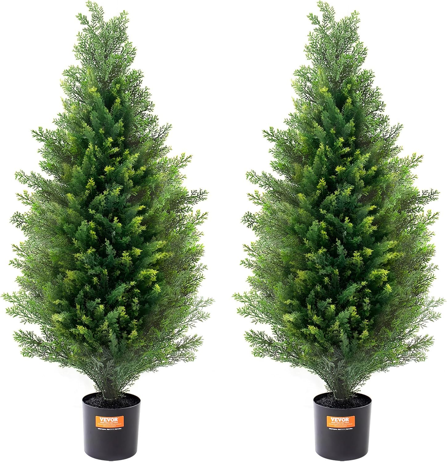VEVOR Artificial Topiary Cedar Tree, 36 inch Tall (2 Pieces), with Extra Leaves & Pot Faux Evergreen Fake Pine Cypress Trees Plant, UV Rated Artificial Greenery Set for Home Decor Indoor/Outdoor