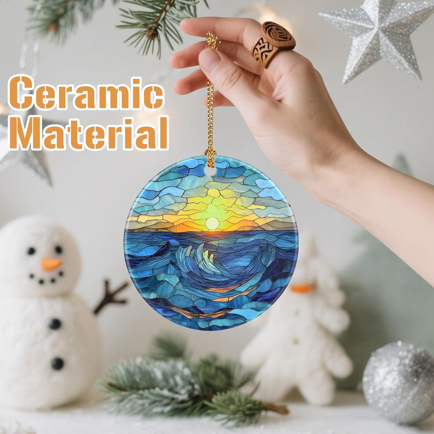 Beach Sunrise-Themed Christmas Tree Decorations, Christmas Ornaments, Keepsake Ornaments, Holiday Decor, Xmas Gifts, Gifts for Sunrise Lovers & Nature Lovers