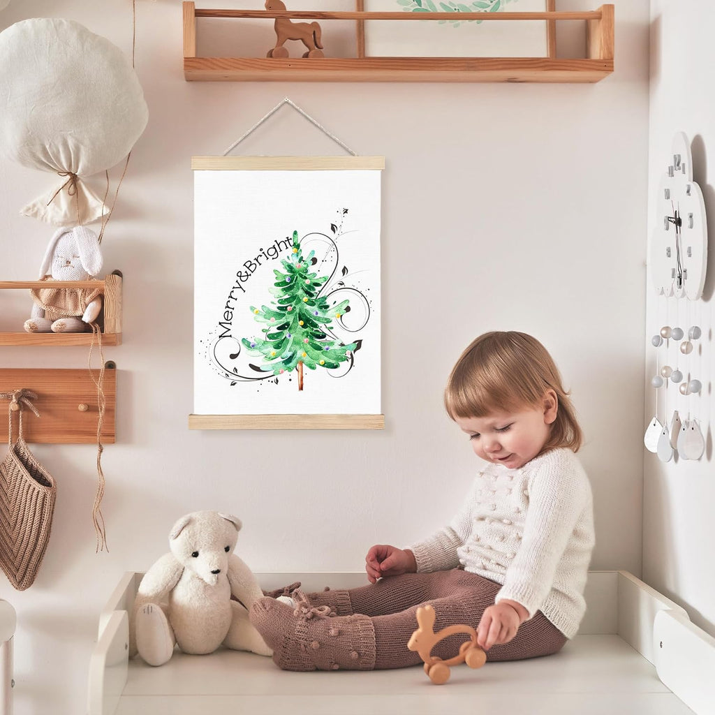 FDHSPAAM Christmas Tree Wall Art Decor, Cute Christmas Decor, Winter Holiday Flourish Xmas Tree Wall Art Posters for Home Bedroom Living Room, 12x16 Inch
