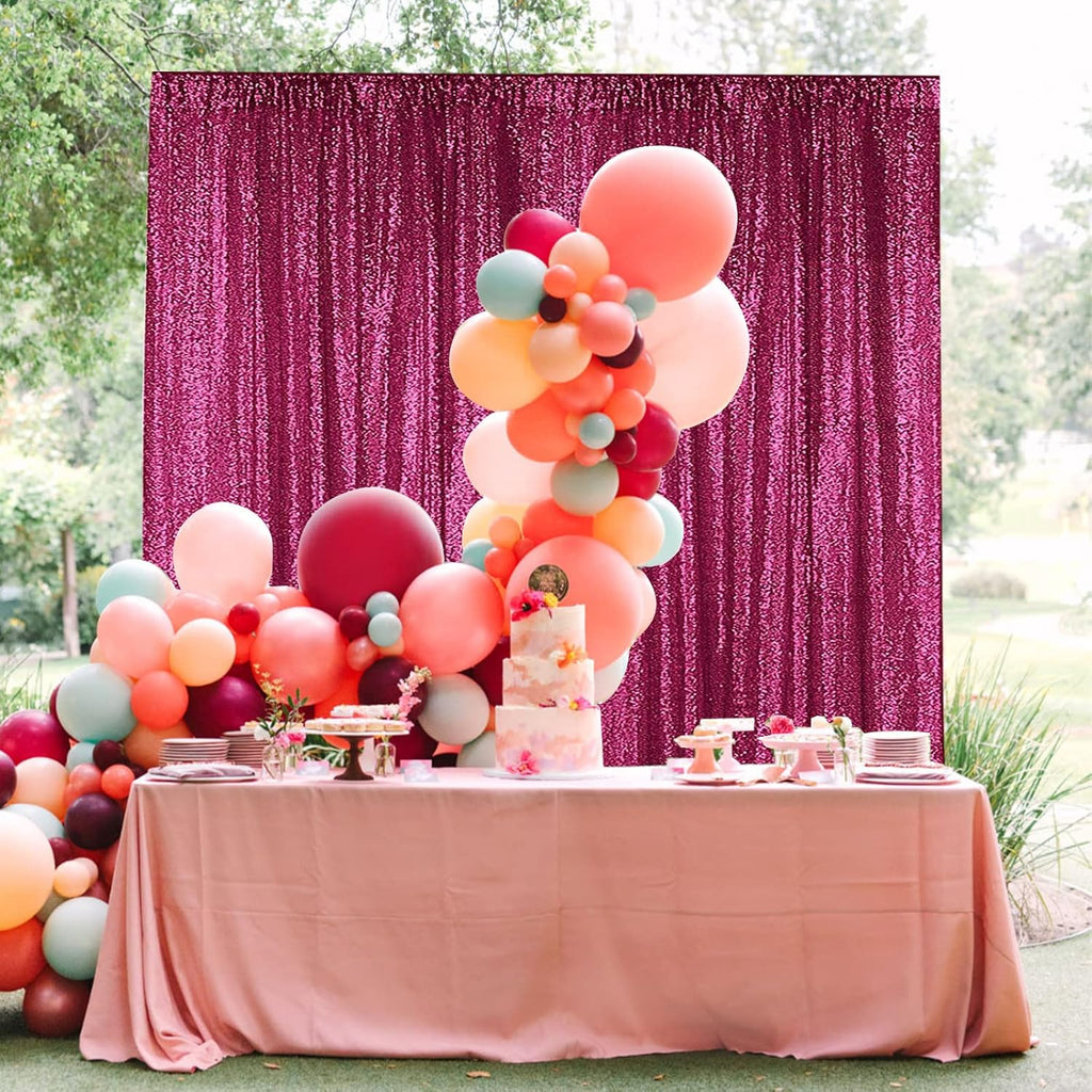 Sugargirl Fuchsia Sequin Backdrop Curtain 2 Panels 2FTx8FT Glitter Fuchsia Background Drapes Sparkle Photography Backdrop for Party Wedding Birthday Wall Decoration