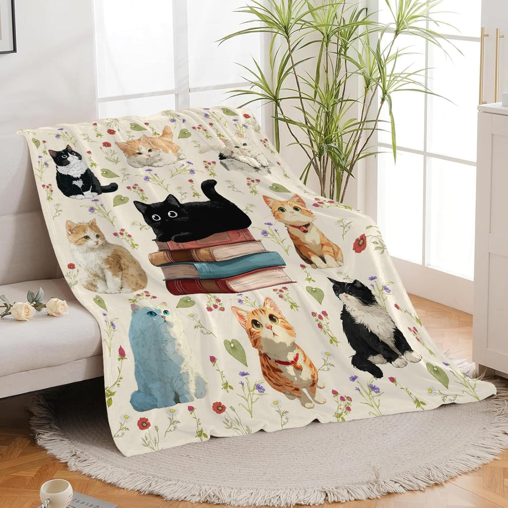 Cat Throw Blanket Black Cat Stuff Gifts for Kids Girls Boys Adults Women Men Soft Cozy Warm Plush Fluffy Fuzzy Fleece Blanket Decor 40''X50''