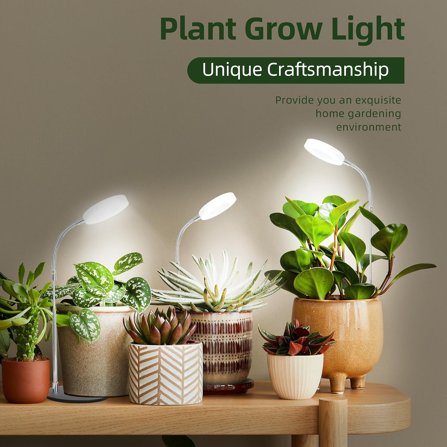 Grow Light Full Spectrum Plant Grow Lights with Detachable Base 48 LED Plant Light Desk Grow Lamp for Indoor Plants Growing Lamps (White, 1)